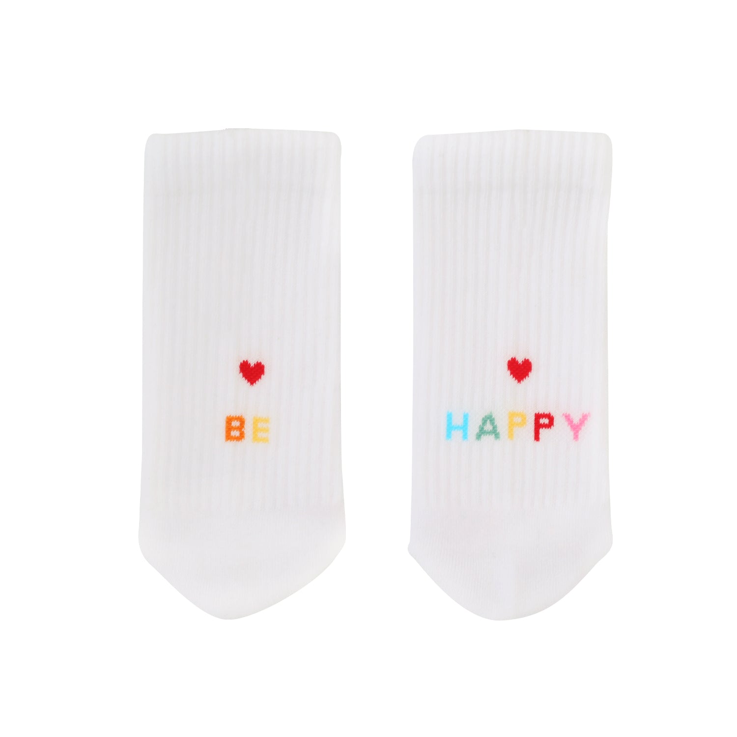 Socken "BE HAPPY" weiss 35-38 - Eulenschnitt