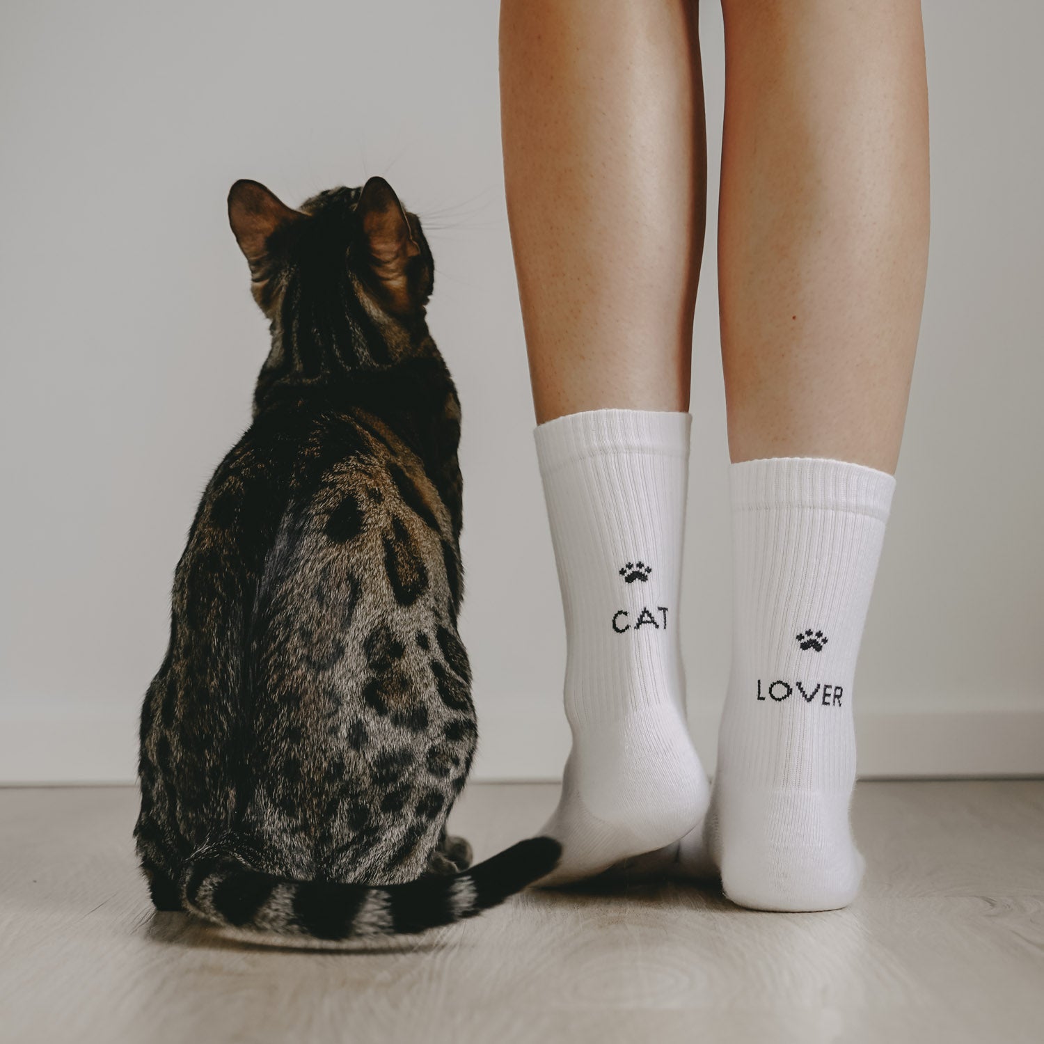 Socken "CAT LOVER" weiss 35–38 - Eulenschnitt