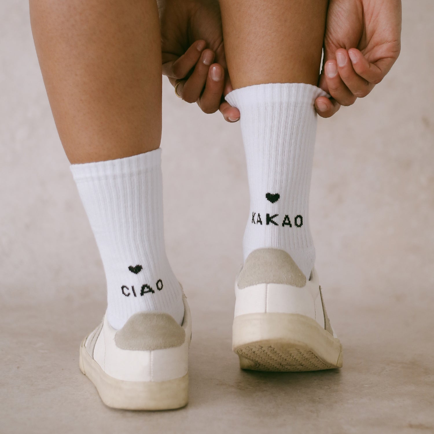 Socken "CIAO KAKAO" weiss 39-42 - Eulenschnitt
