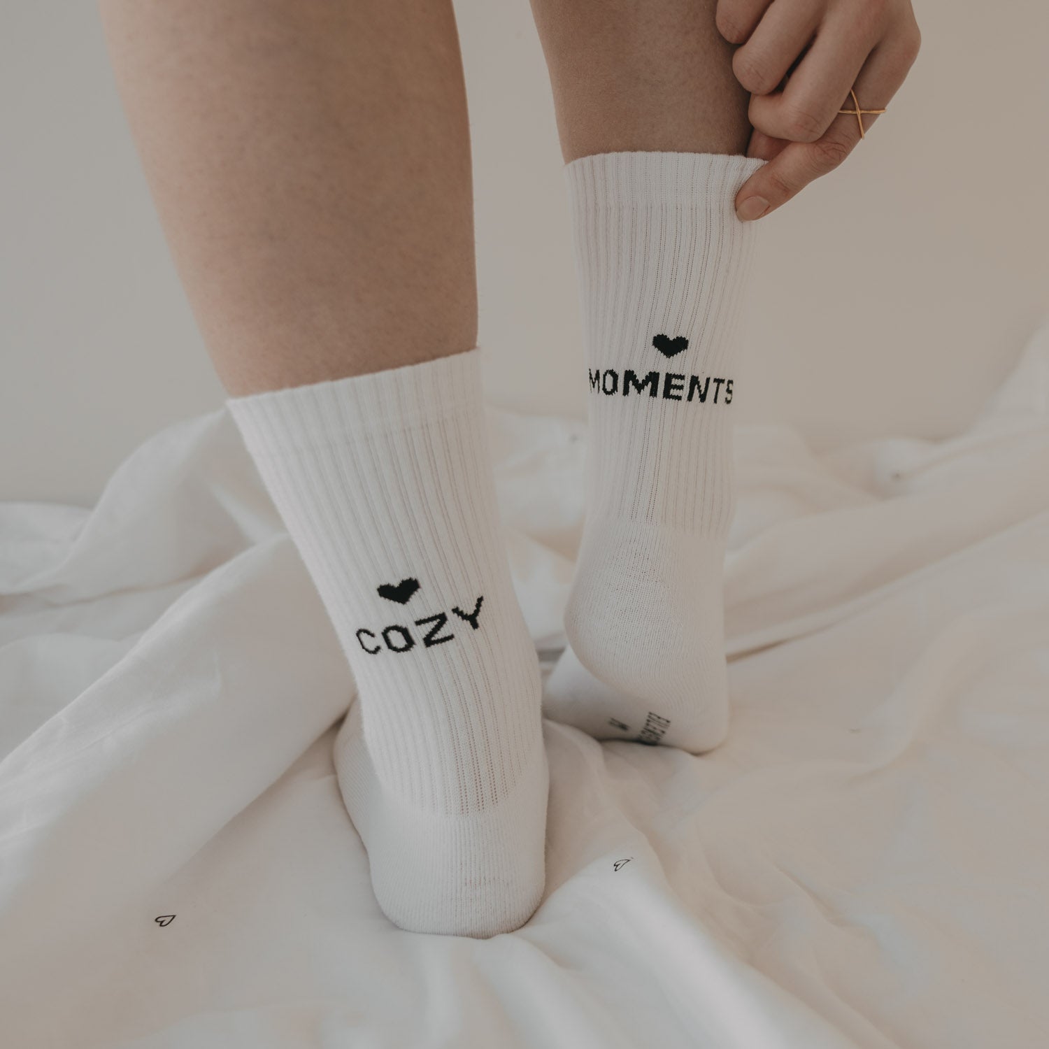 Socken "Cozy Moments" weiss 35-38 - Eulenschnitt