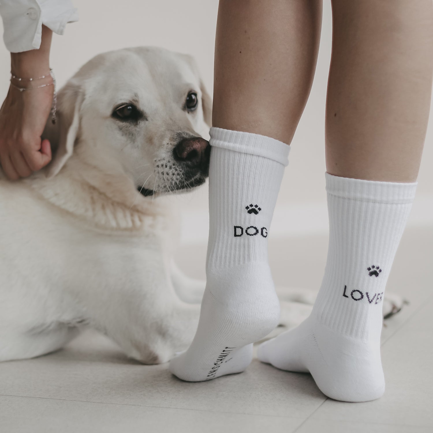 Socks "DOG LOVER" white 39-42 - Eulenschnitt