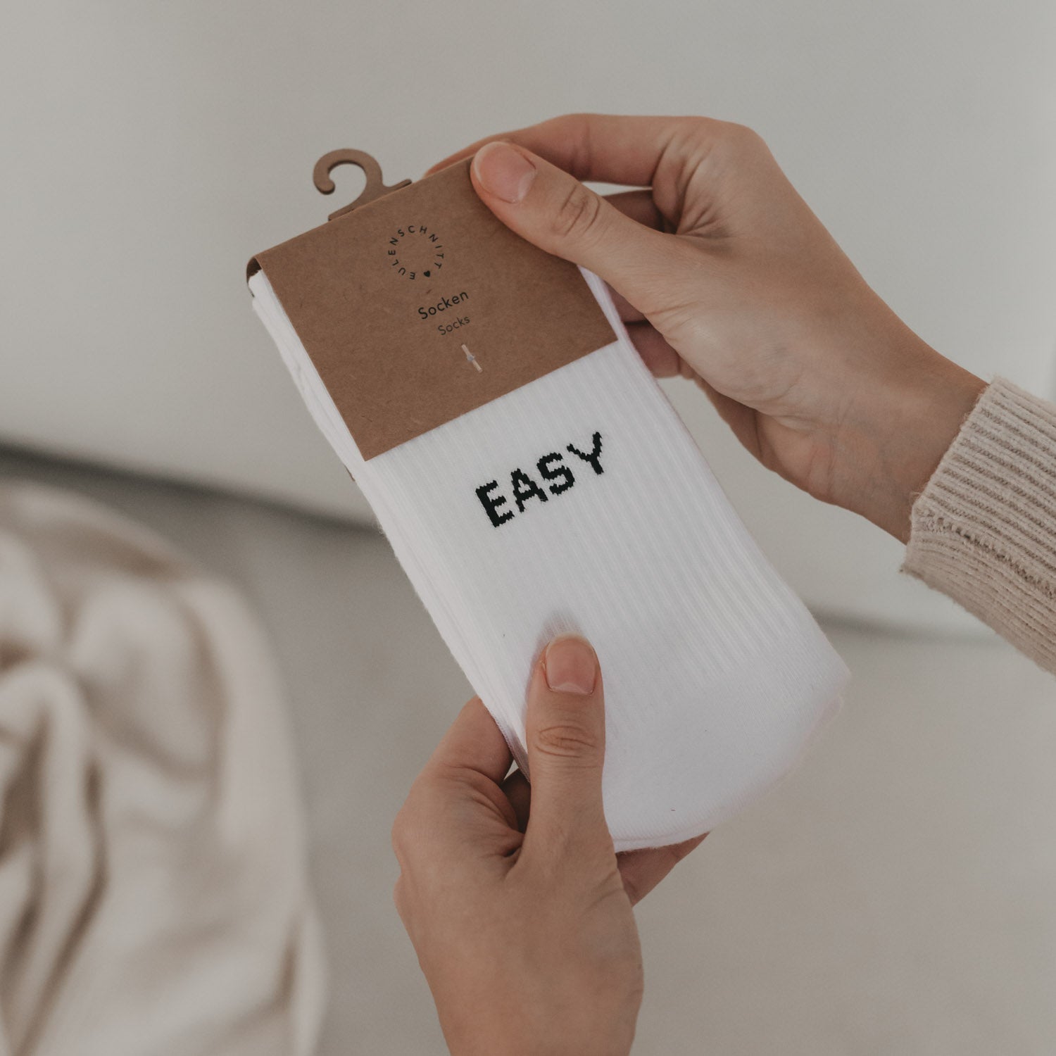 Socks "Easy peasy" white 43-46 - Eulenschnitt