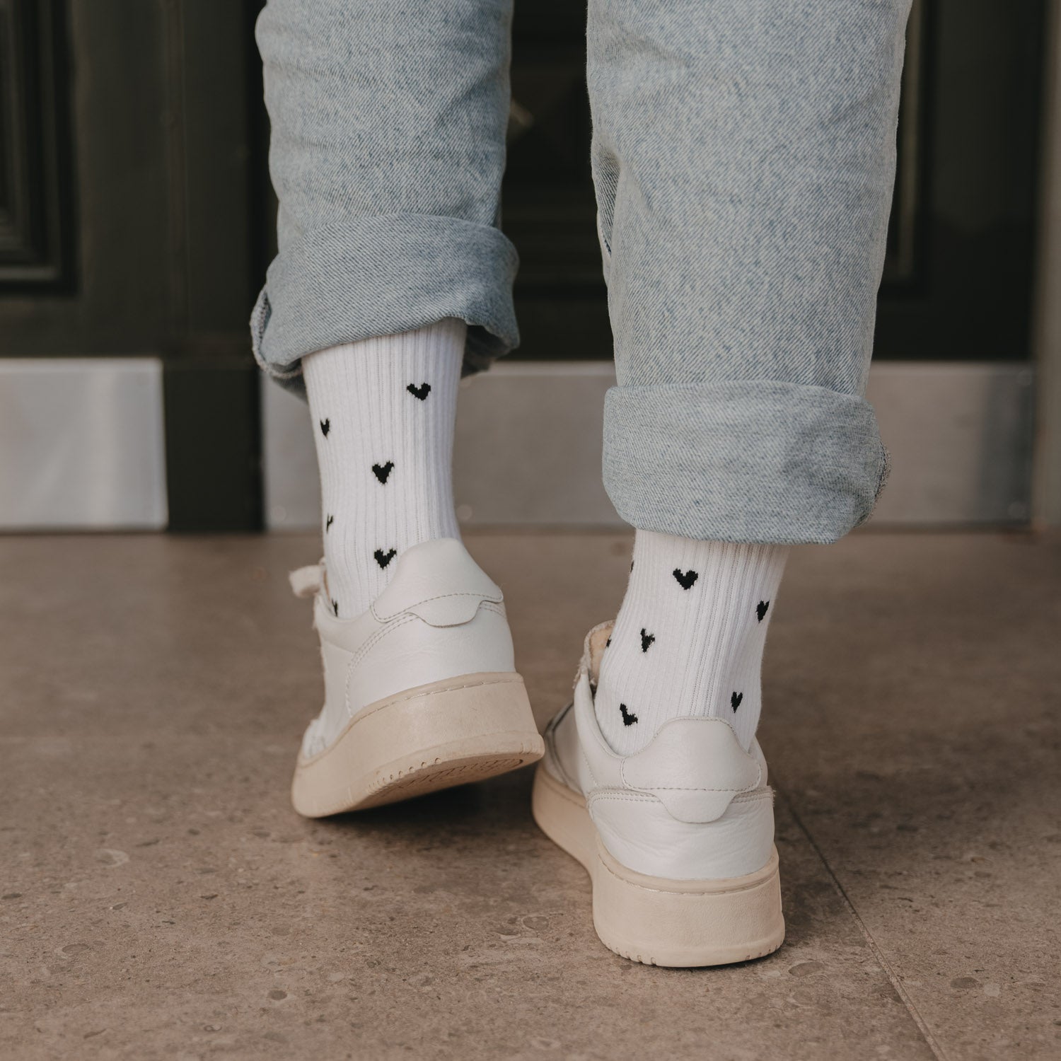 Socken Herzen schwarz 35-38 - Eulenschnitt