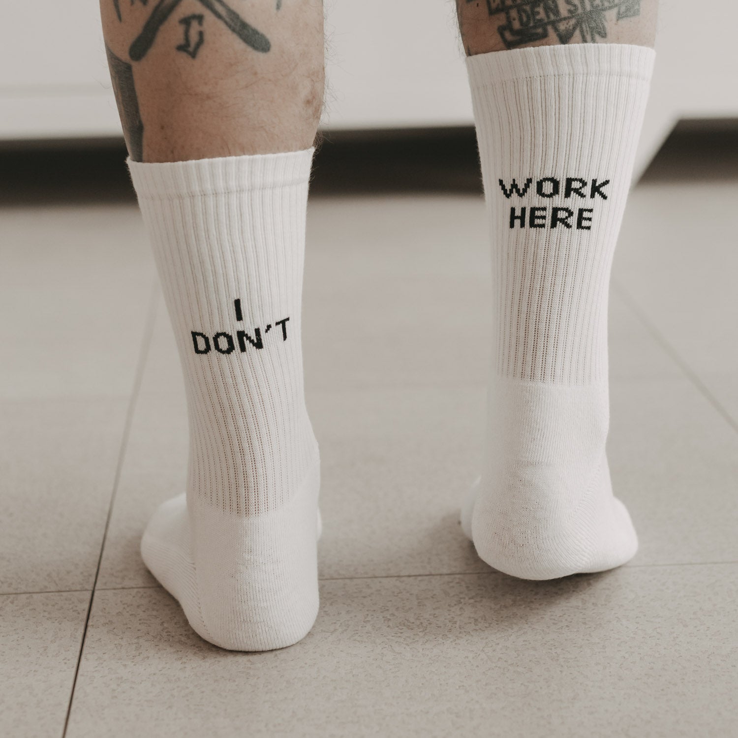 Socken "I don`t work here" weiss 35–38 - Eulenschnitt