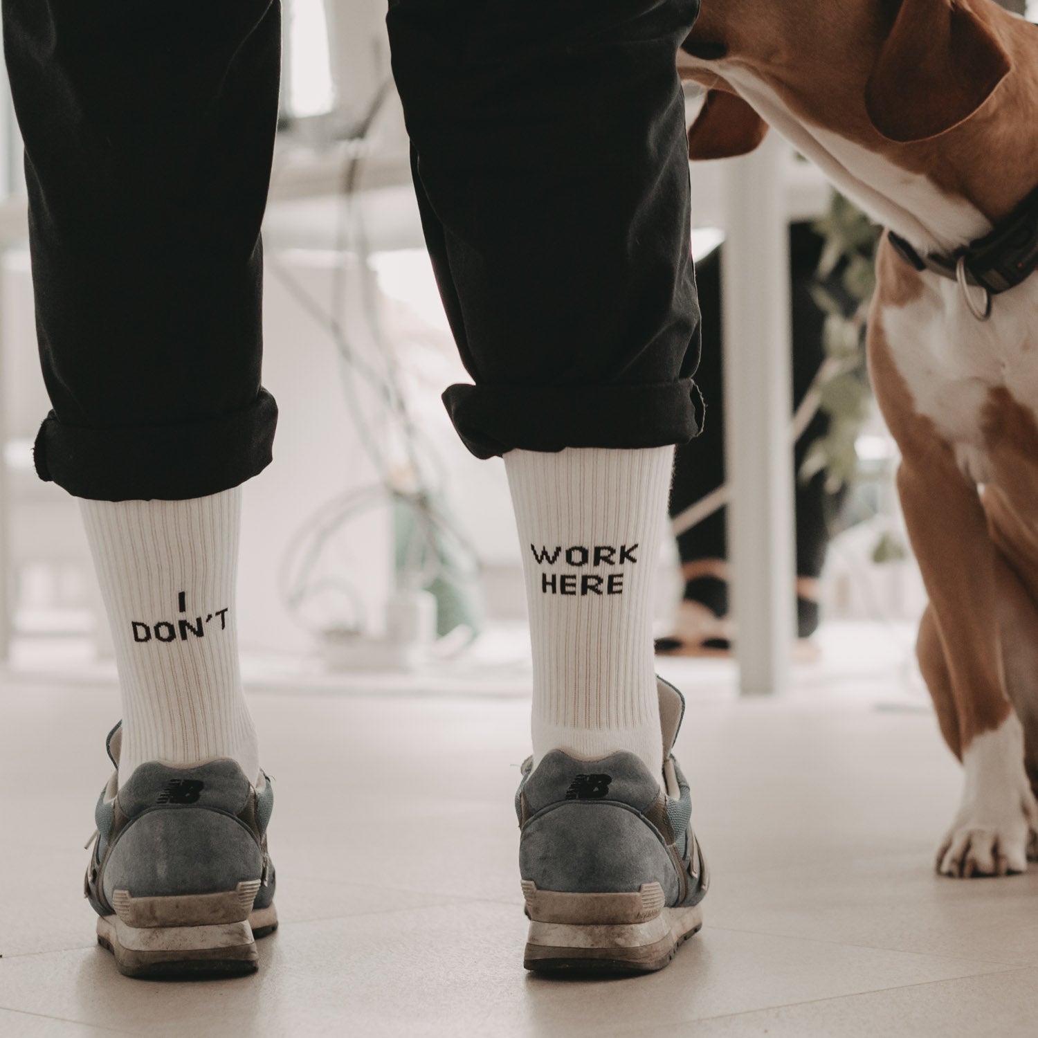 Socks "I don`t work here" white 35-38 - Eulenschnitt