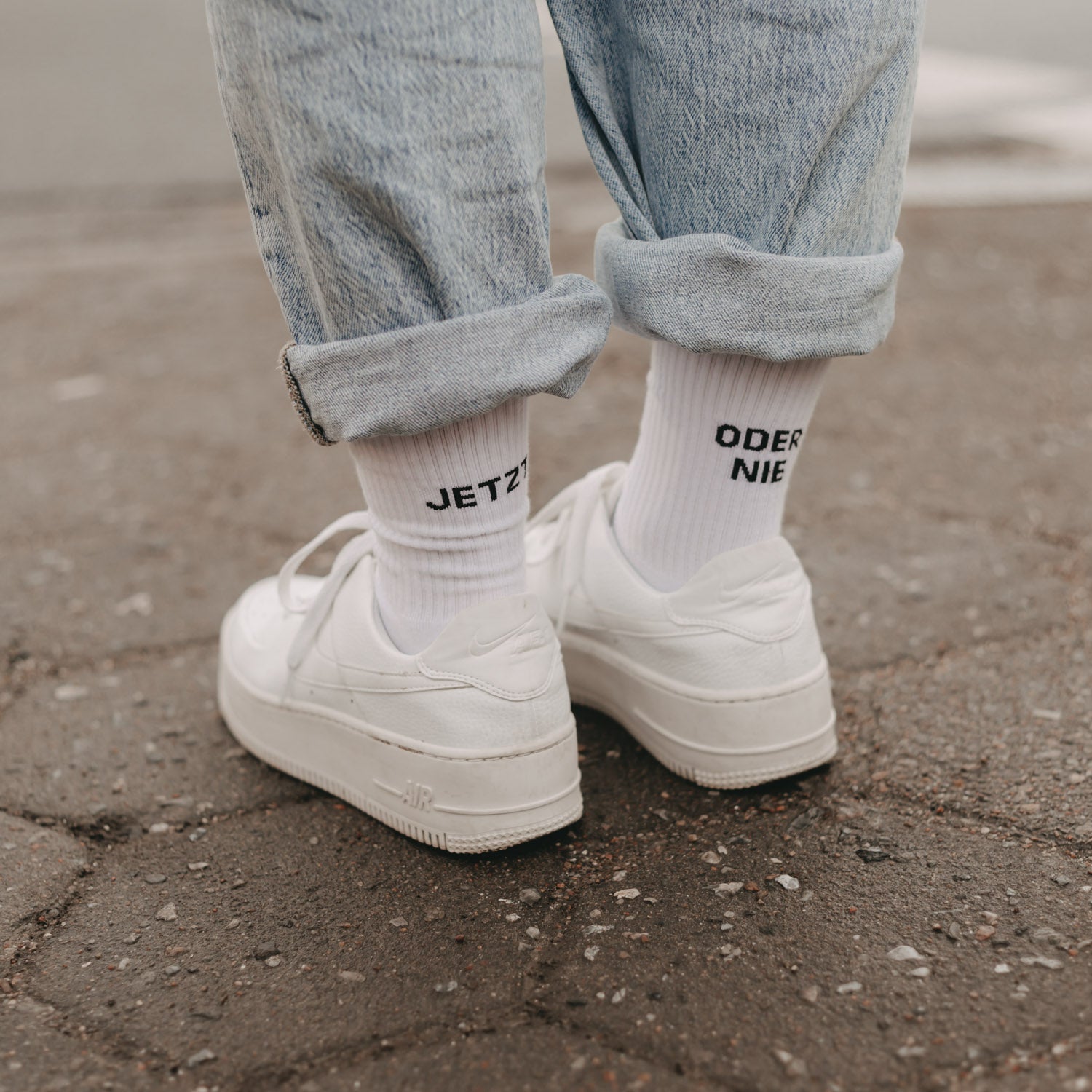 Socken "Jetzt oder nie" weiss 39–42 - Eulenschnitt