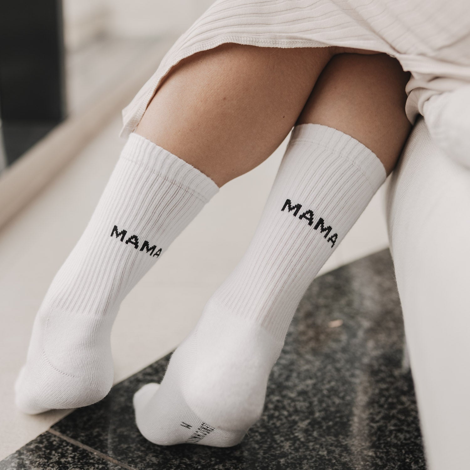 Socken "Mama" weiss 39–42 - Eulenschnitt