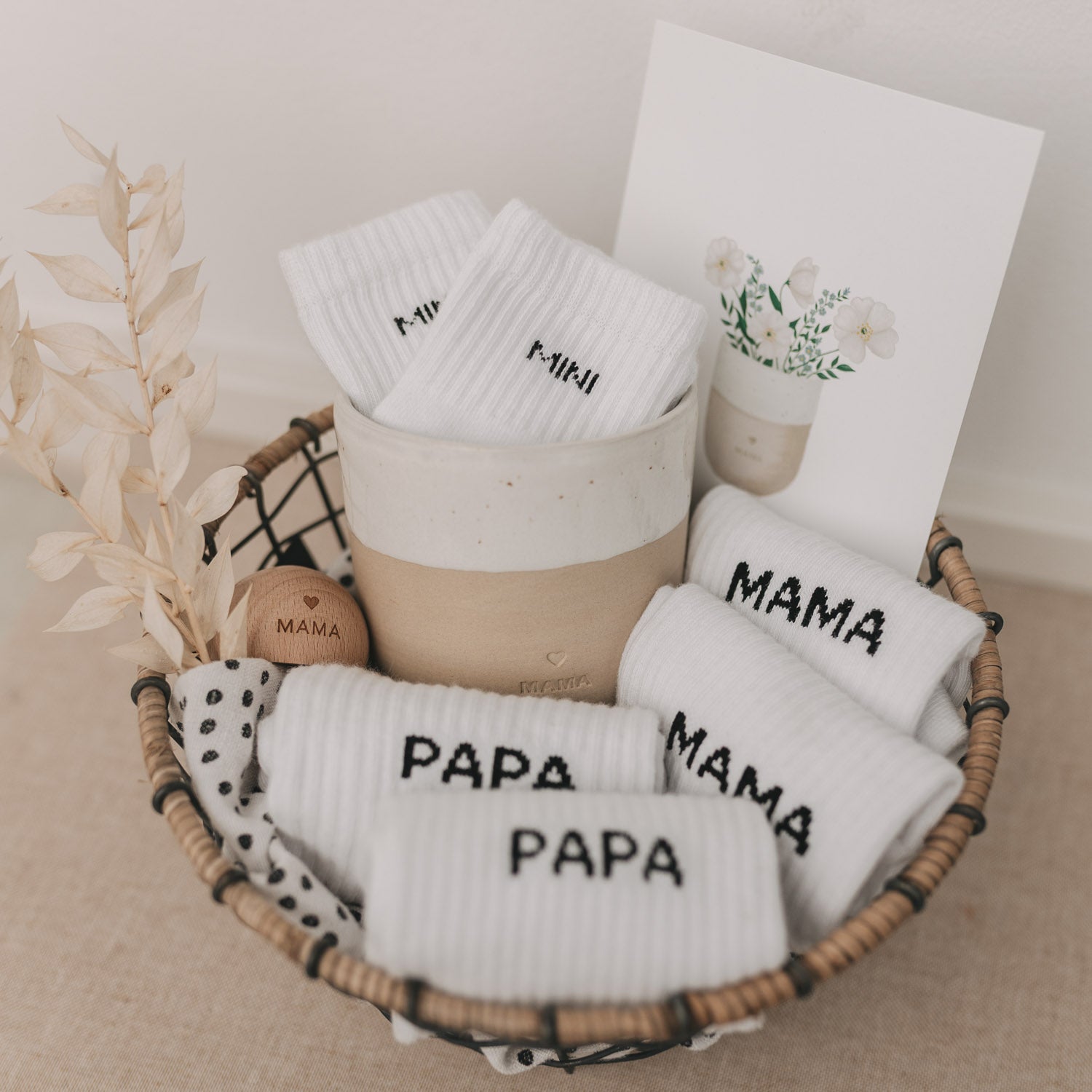 Socken "Mama" weiss 43–46 - Eulenschnitt