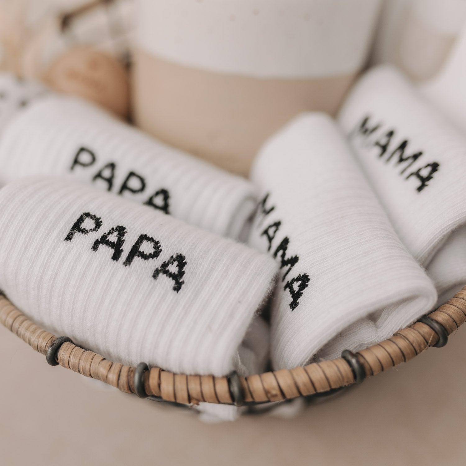 Socken "Papa" weiss 39–42 - Eulenschnitt
