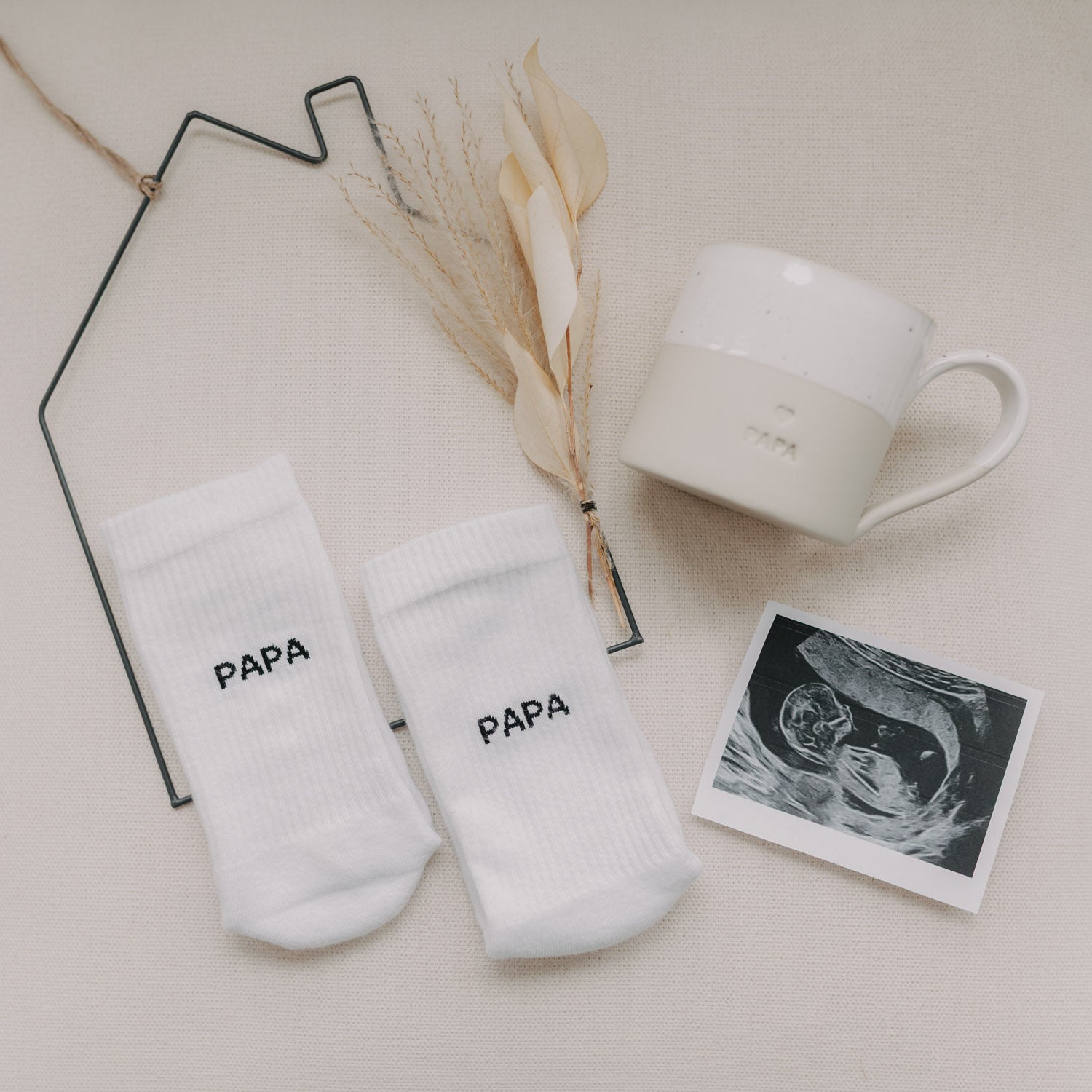 Socken "Papa" weiss 43–46 - Eulenschnitt