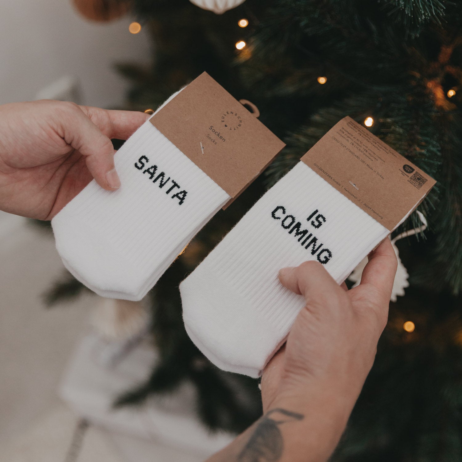 Socken "Santa" weiss 43–46 - Eulenschnitt