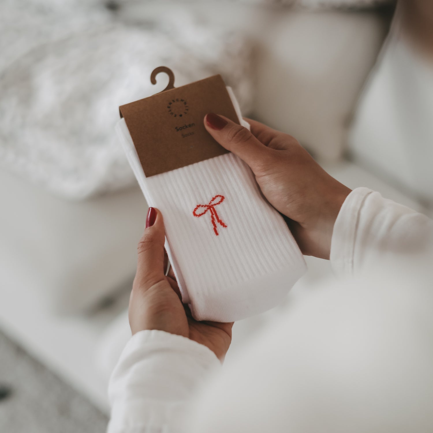 Socken Schleife weiss 43–46 - Eulenschnitt