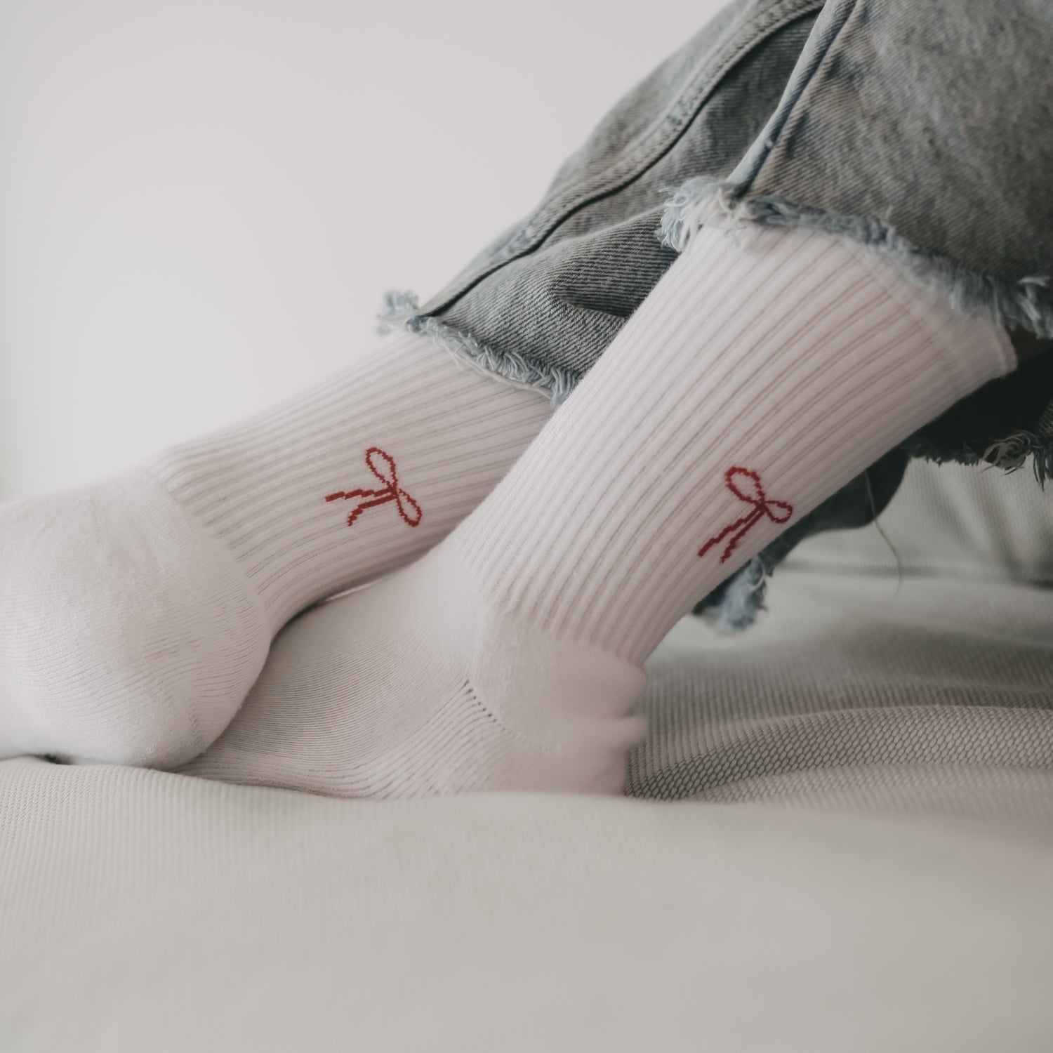 Socks bow white 43-46 - Eulenschnitt