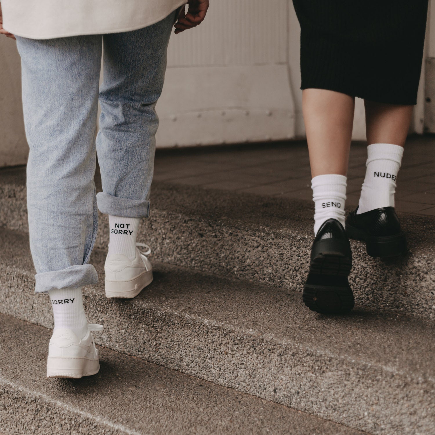Socken "Sorry not sorry" weiss 35–38 - Eulenschnitt