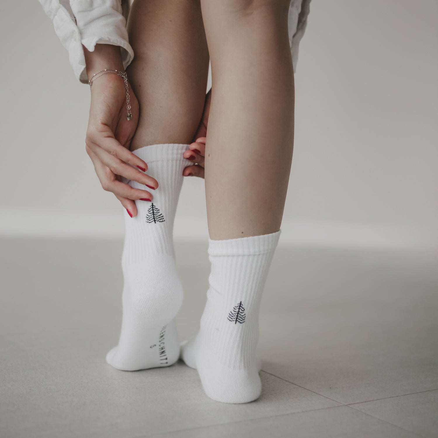 Socken Tanne weiss 43–46 - Eulenschnitt