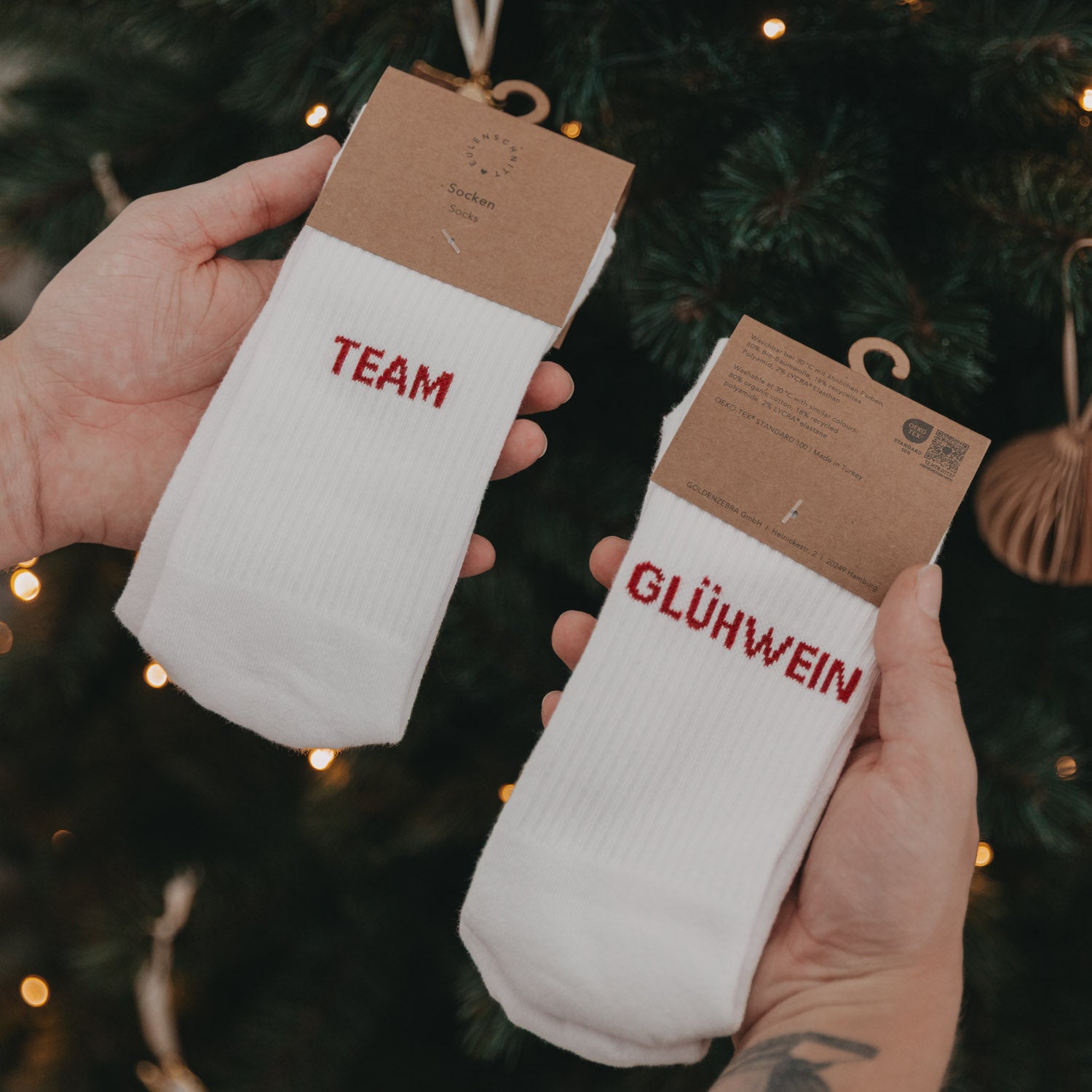 Socks "Team Glühwein" white 35-38 - Eulenschnitt
