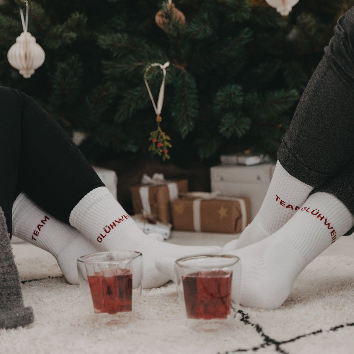 Socks "Team Glühwein" white 35-38 - Eulenschnitt