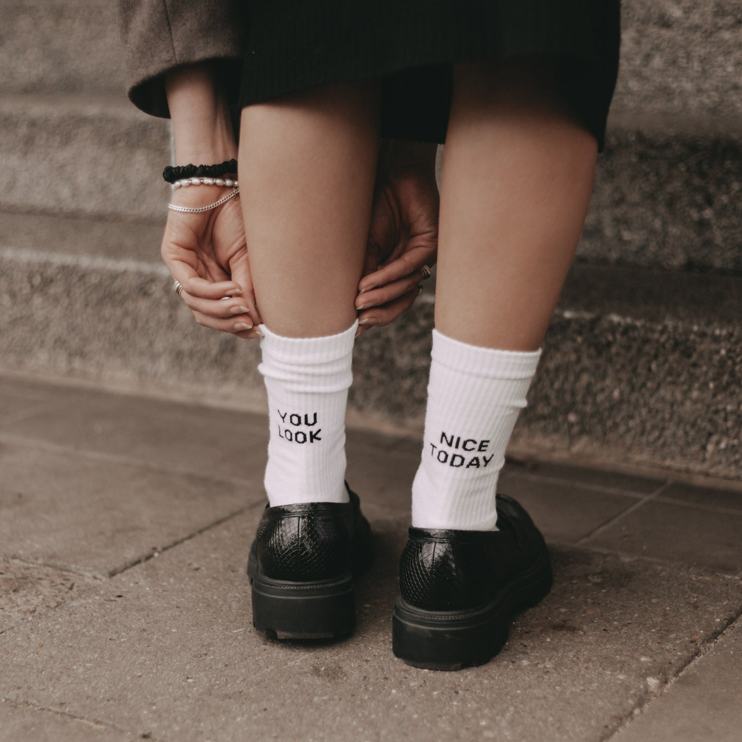Socks "You look nice today" white 35-38 - Eulenschnitt