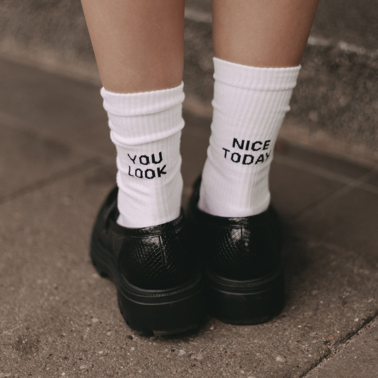 Socken "You look nice today" weiss 39–42 - Eulenschnitt