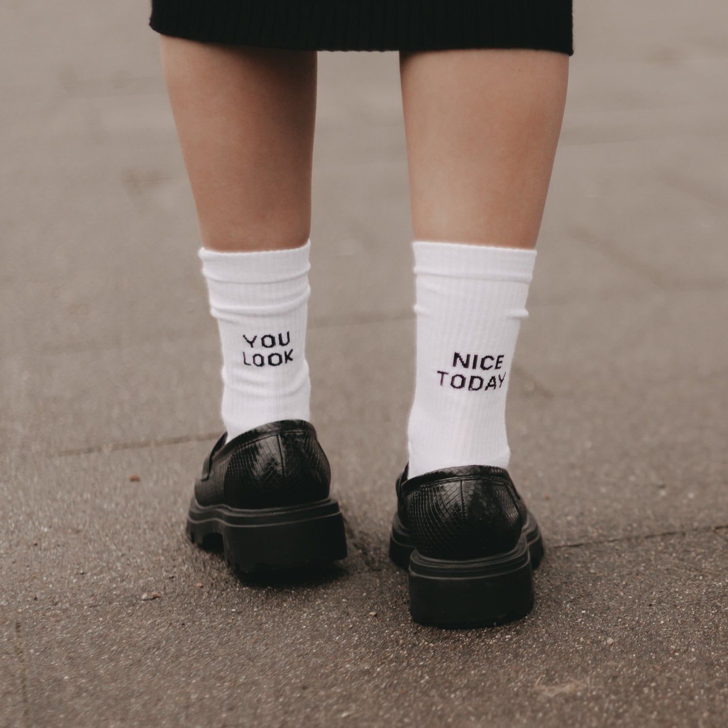 Socken "You look nice today" weiss 43–46 - Eulenschnitt