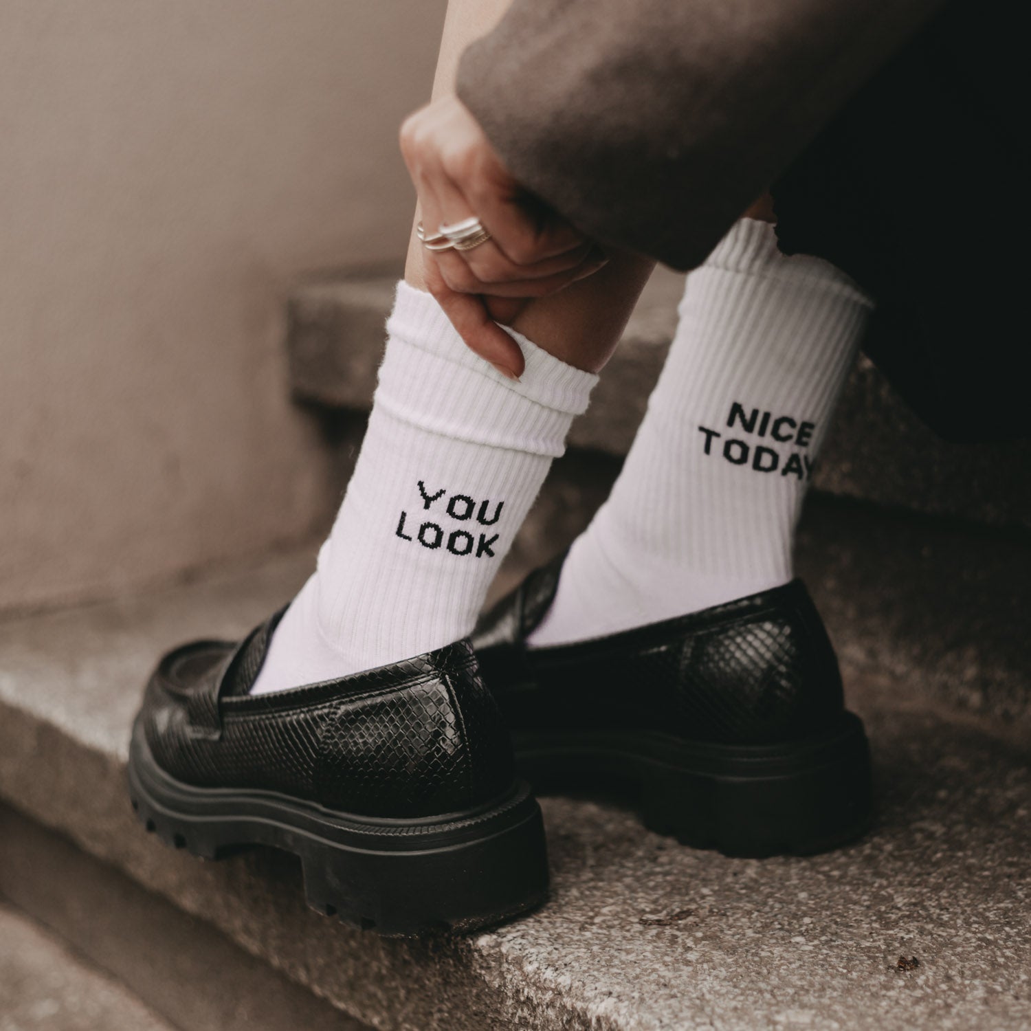 Socks "You look nice today" white 43-46 - Eulenschnitt