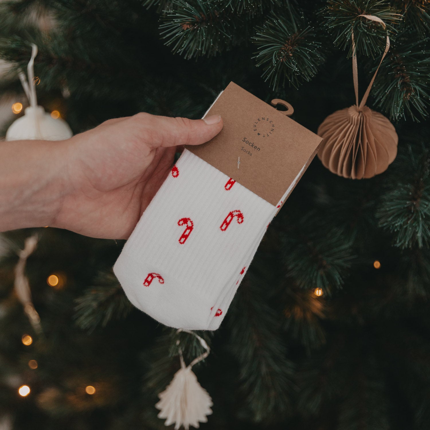 Socken Zuckerstange weiss 43–46 - Eulenschnitt