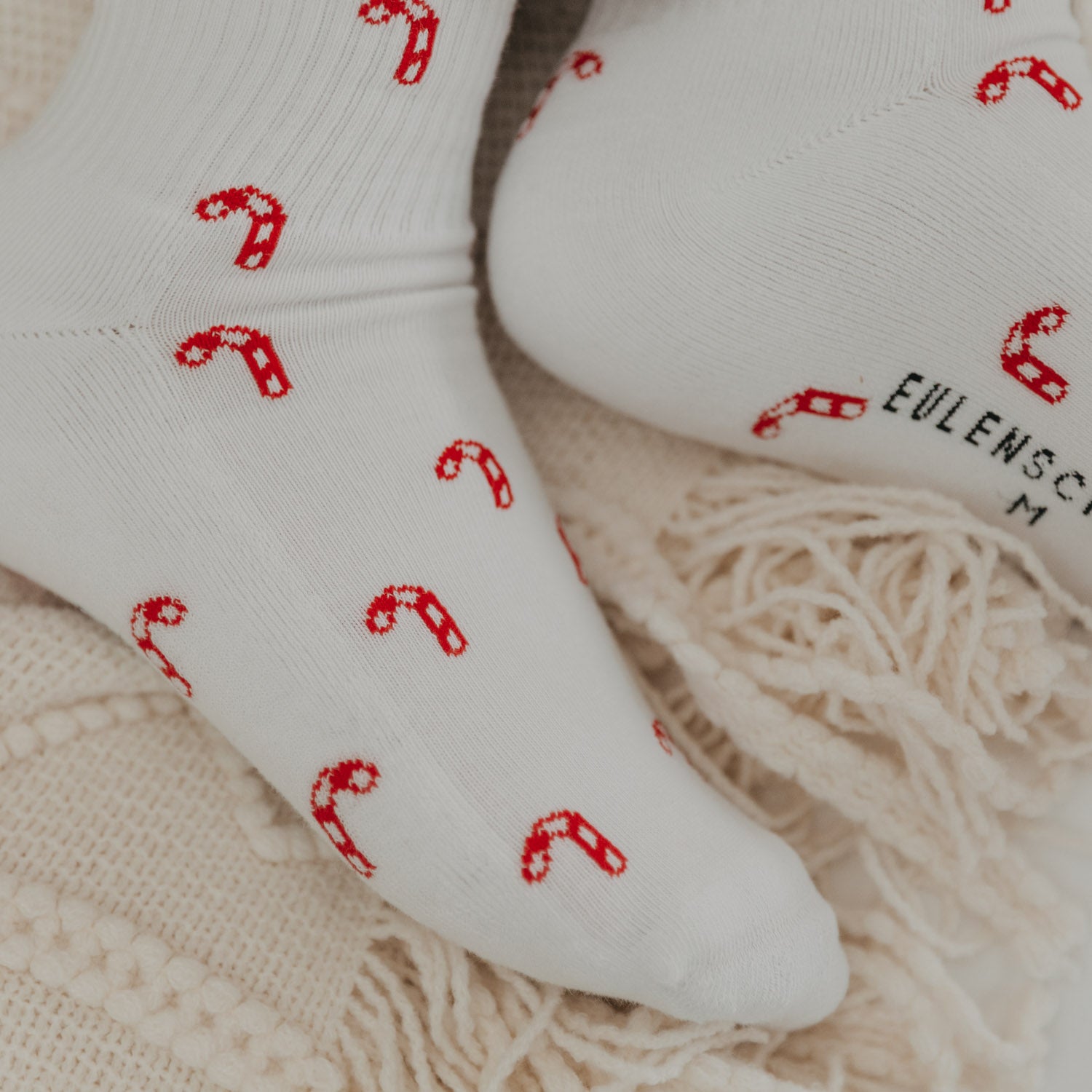 Socken Zuckerstange weiss 43–46 - Eulenschnitt