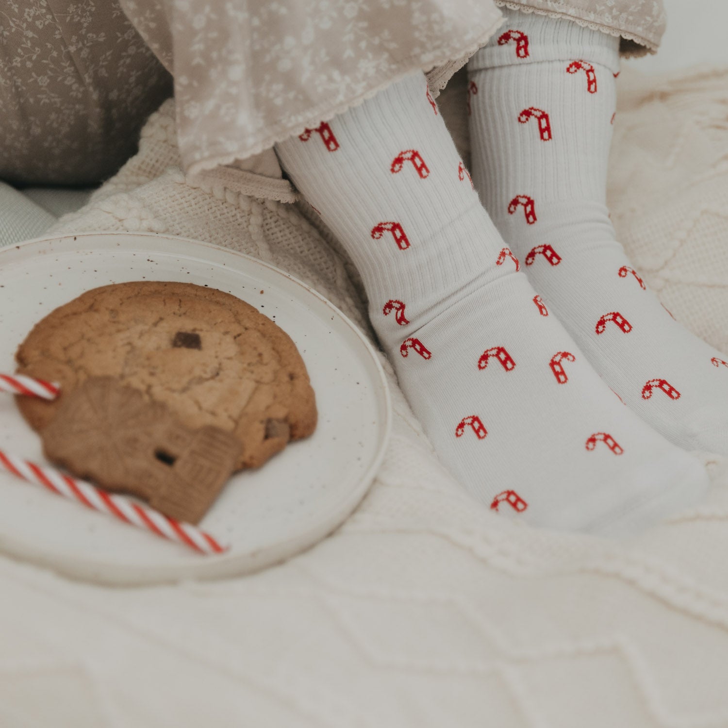 Socken Zuckerstange weiss 43–46 - Eulenschnitt
