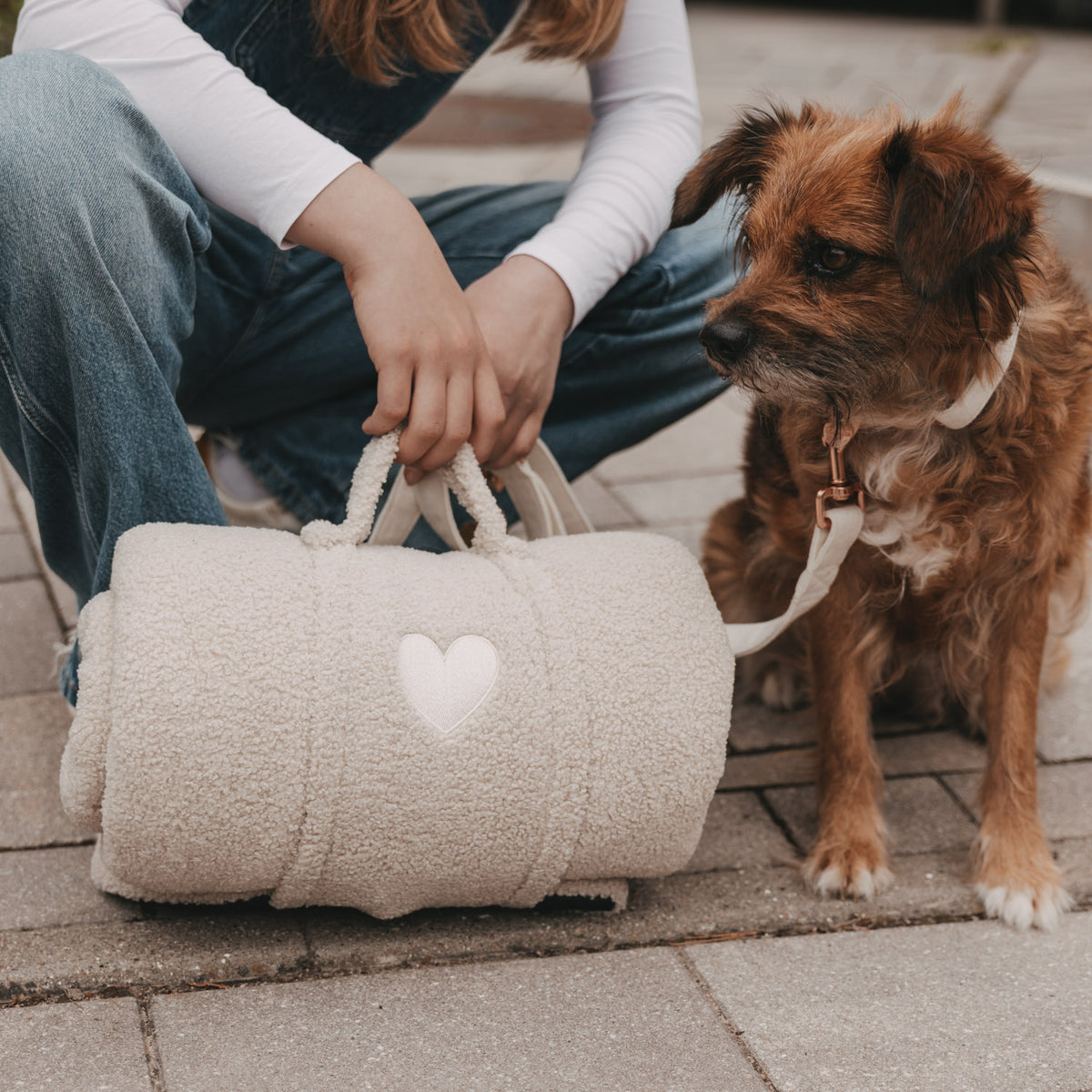 Couverture pour chien coeur crème moyenne - Eulenschnitt