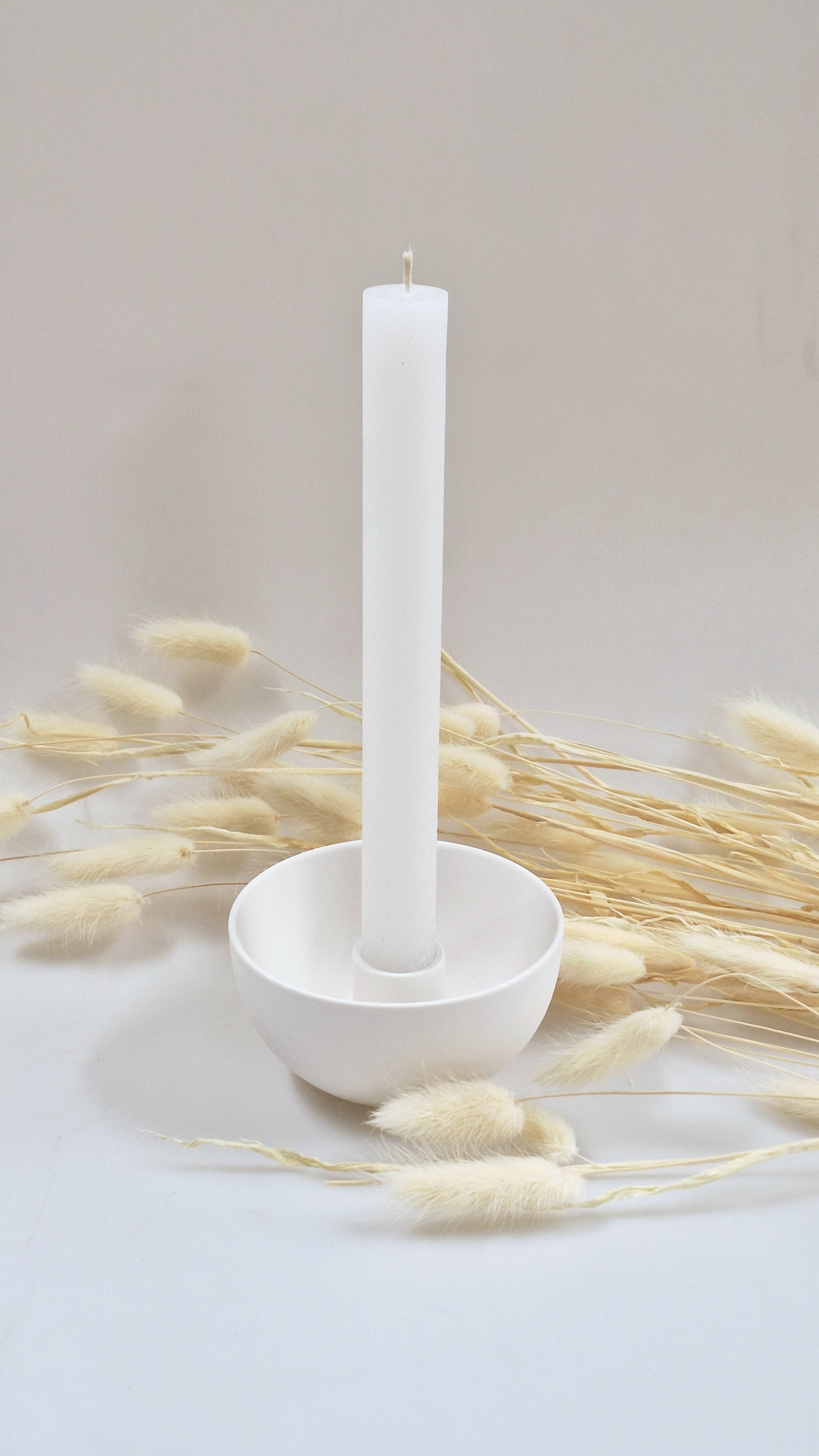 Stabkerze 20x2.2cm Weiss - Weizenkorn
