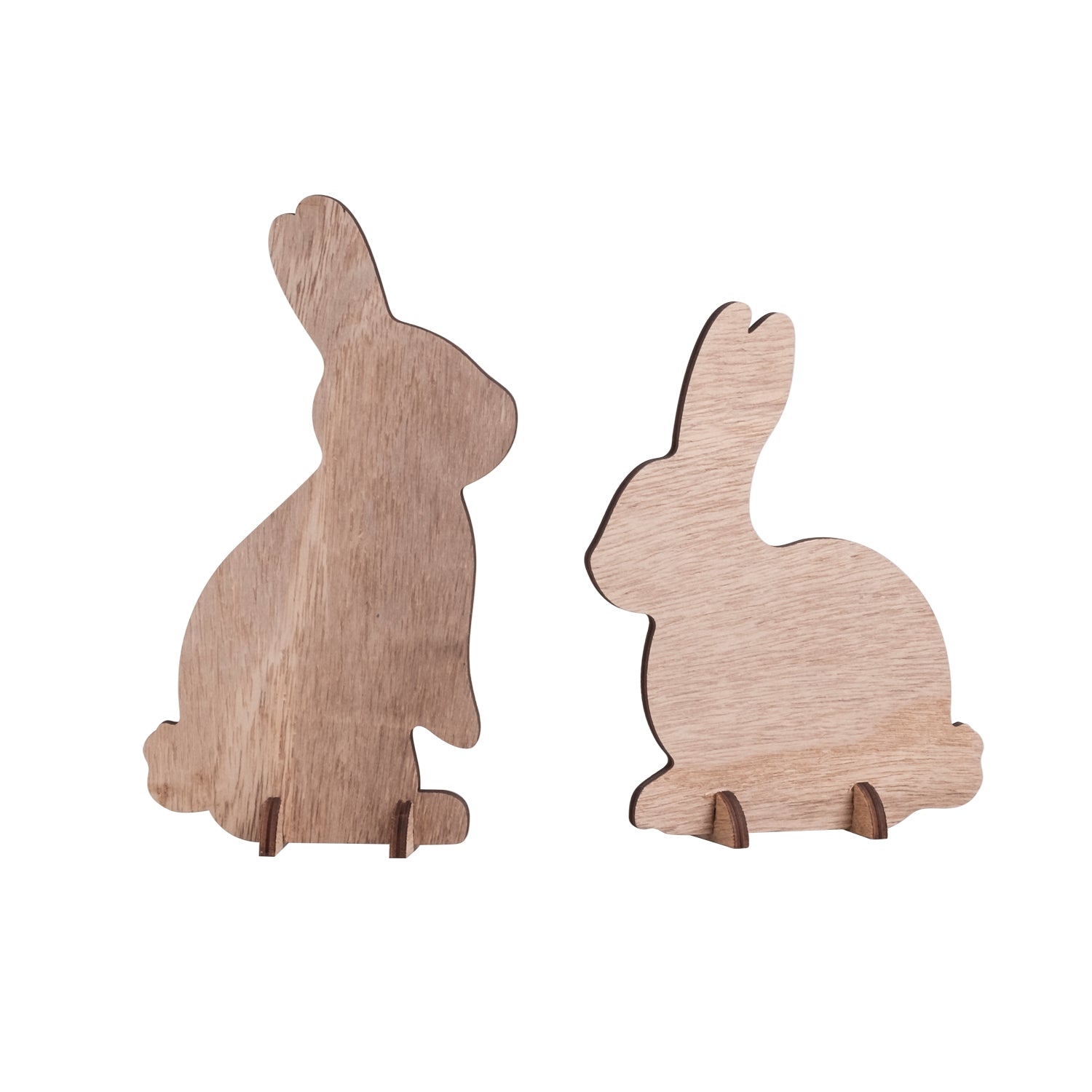 Steckhasen Holz natur 2er Set - Eulenschnitt