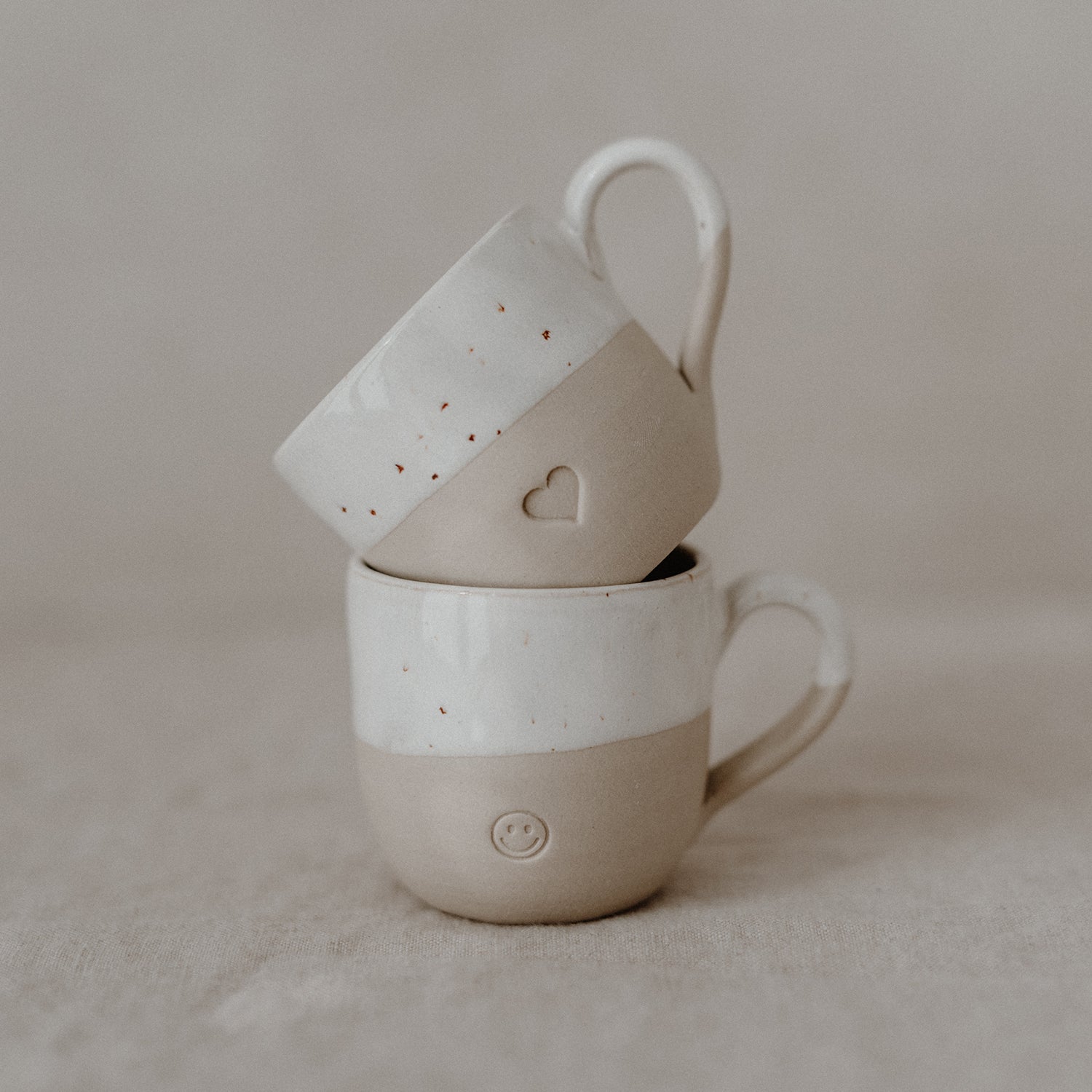 Stoneware Espresso cups Smiley - handmade - Eulenschnitt