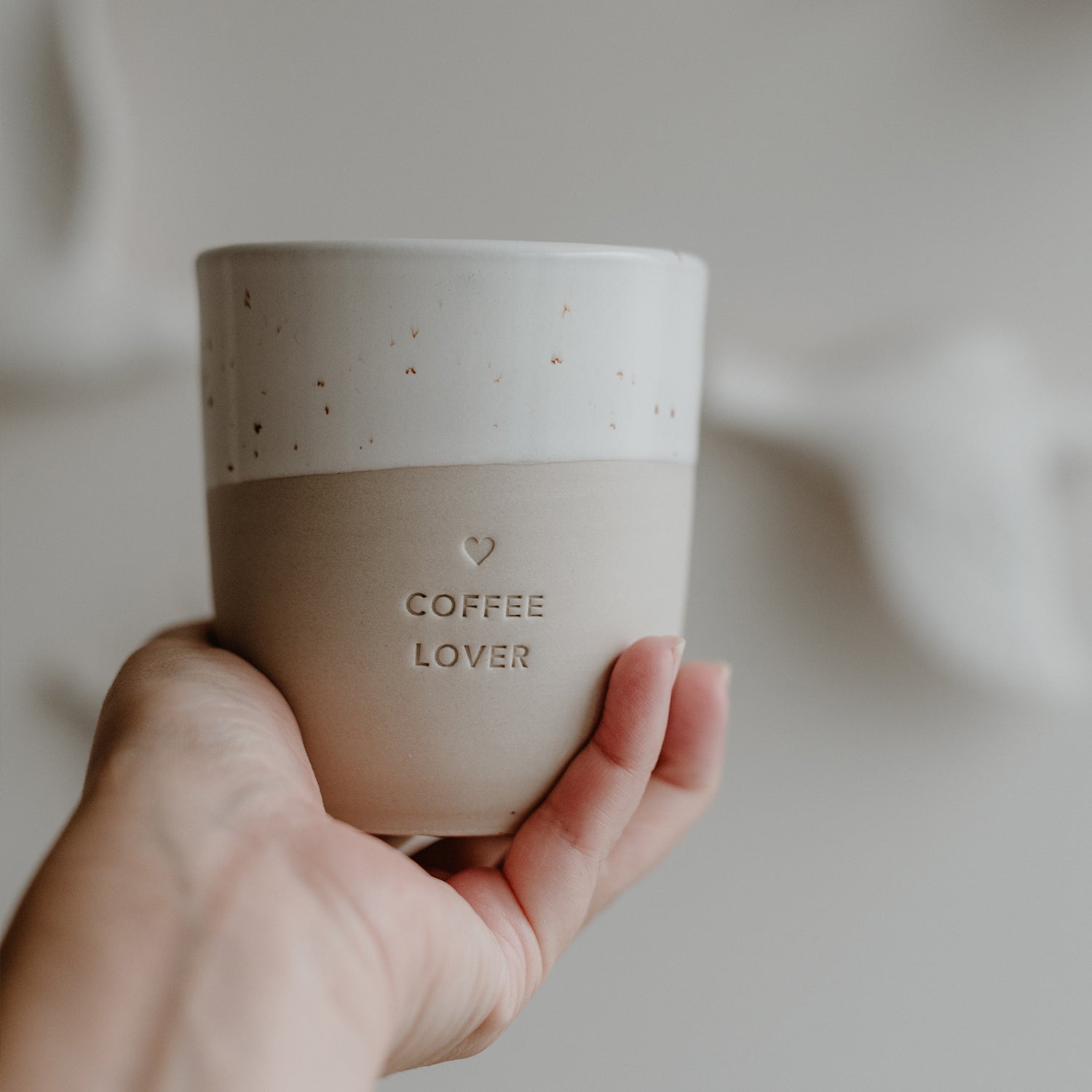 Steingutbecher "COFFEE LOVER" – handgemacht - Eulenschnitt