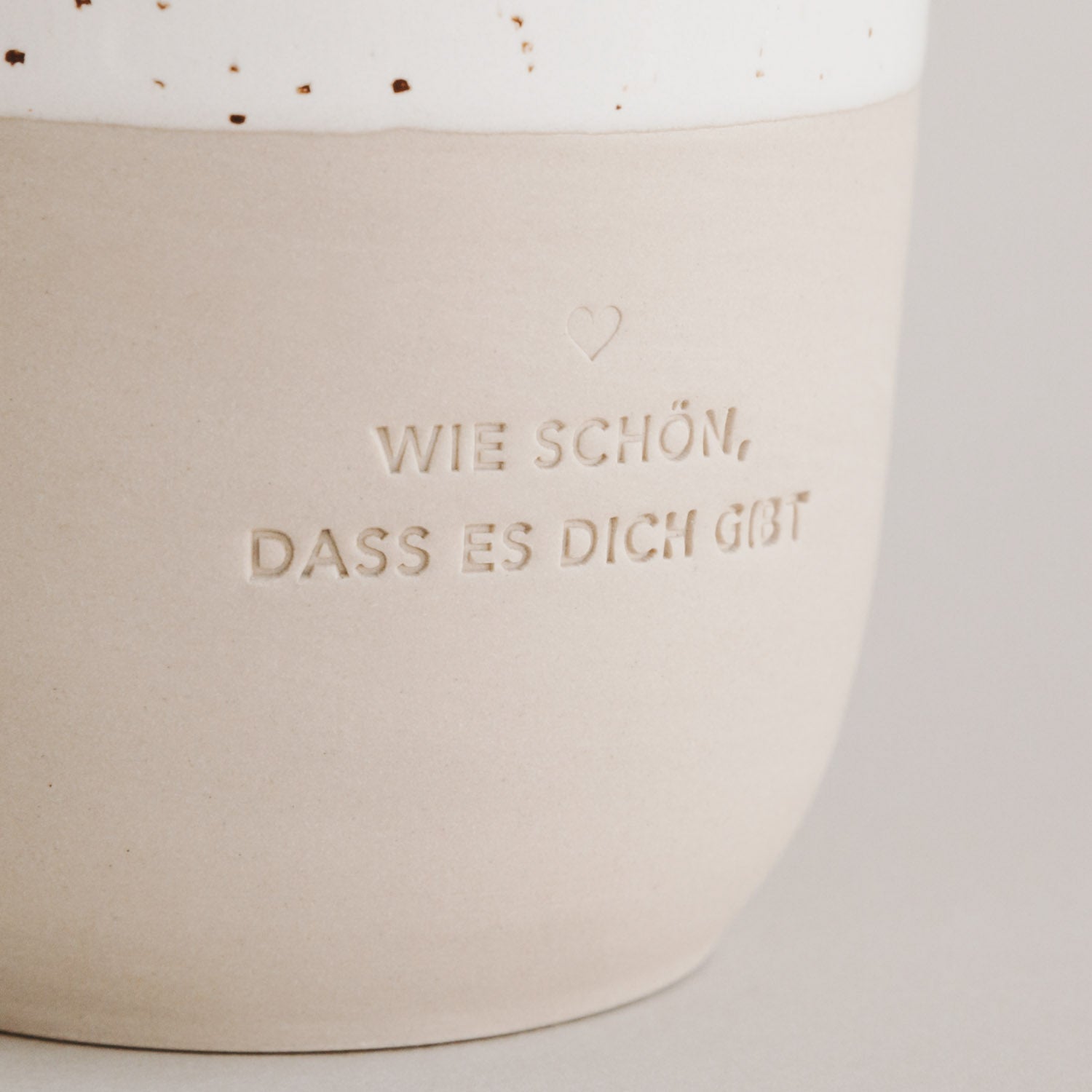 Boccale di terracotta in gres "Wie schön, dass es dich gibt" – fatta a mano - Eulenschnitt