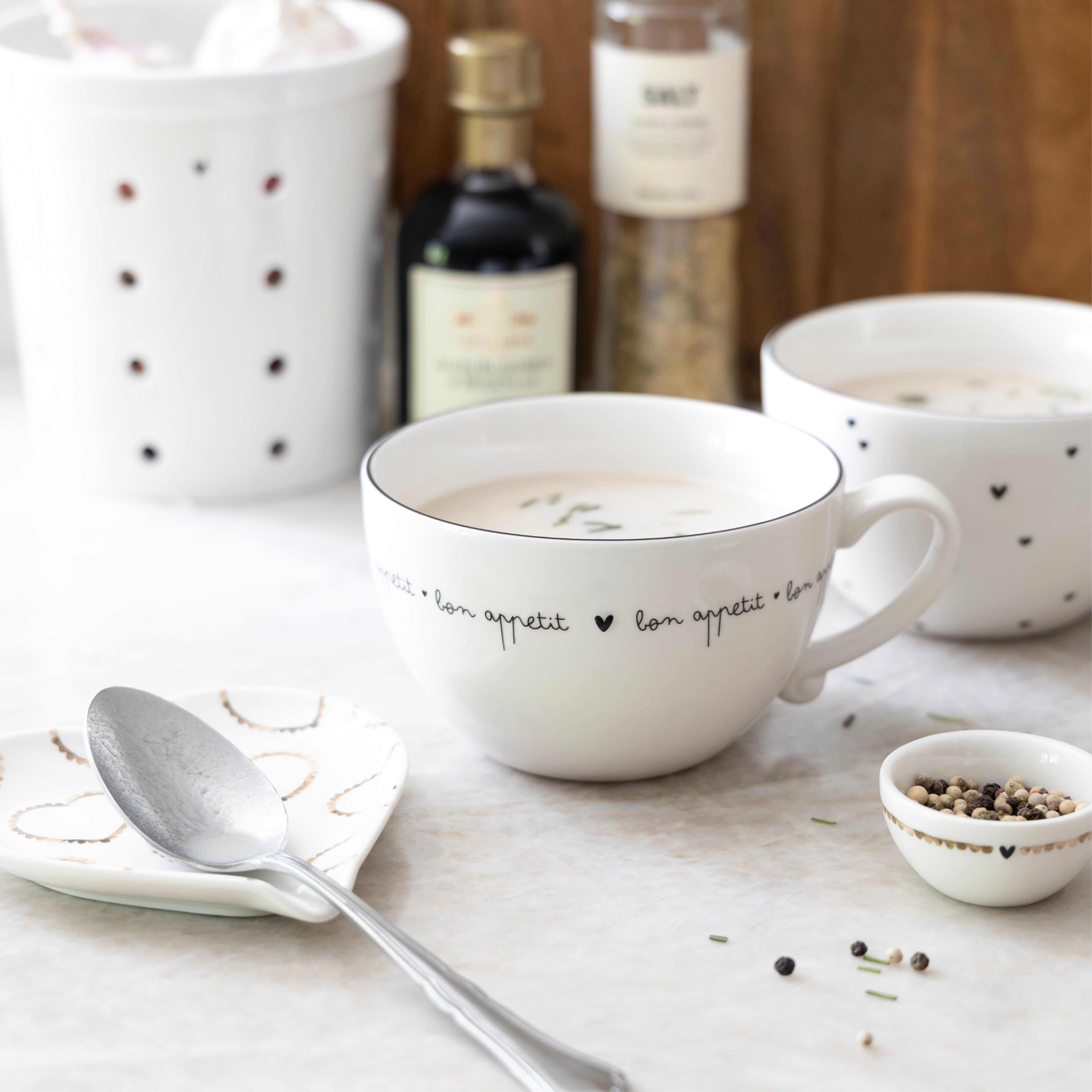 Soup cup "hearts" small black - Bastion Collections