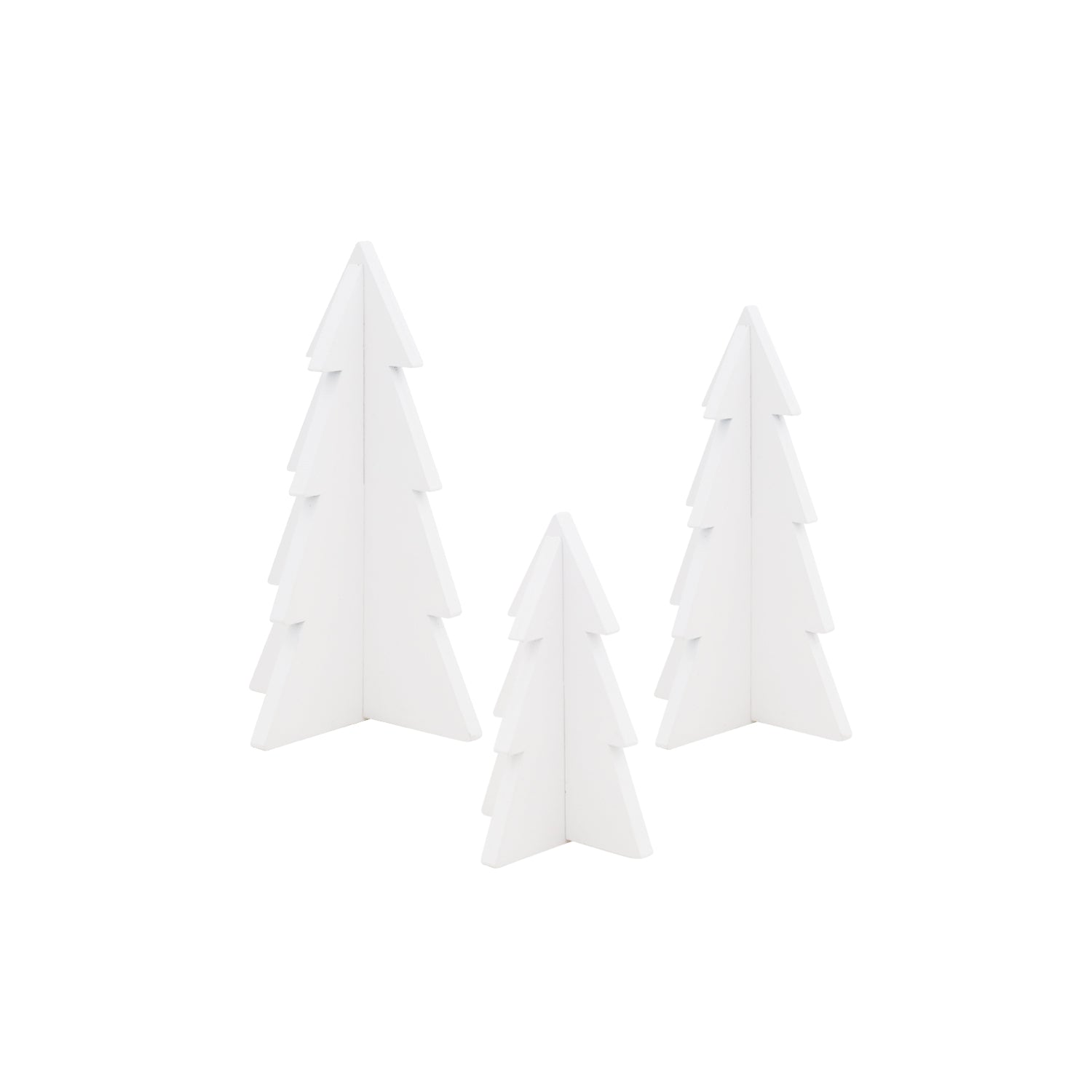 Tannenbäume Holz weiss 3er Set klein - Eulenschnitt
