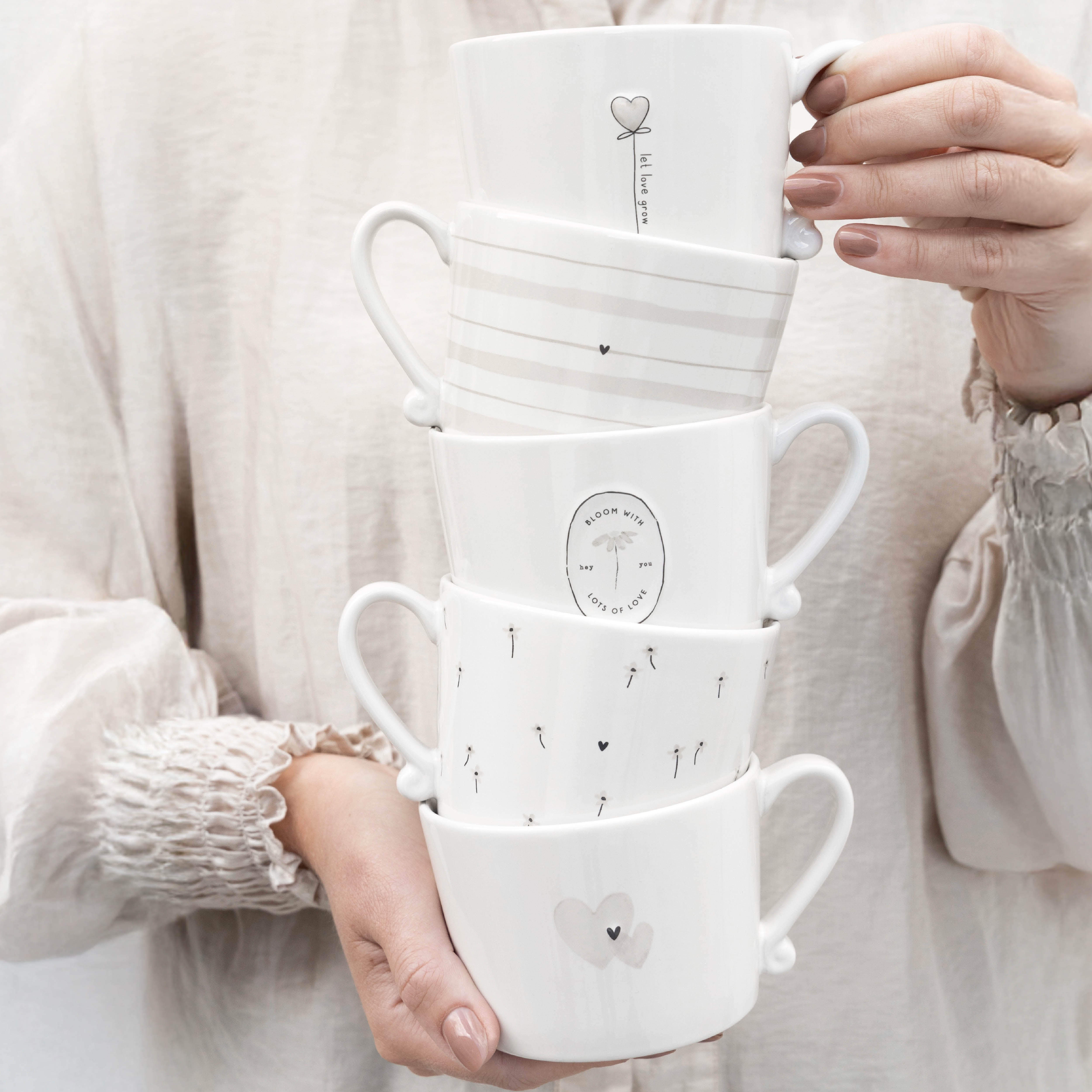 Tasse "let love grow" grande natural - Bastion Collections