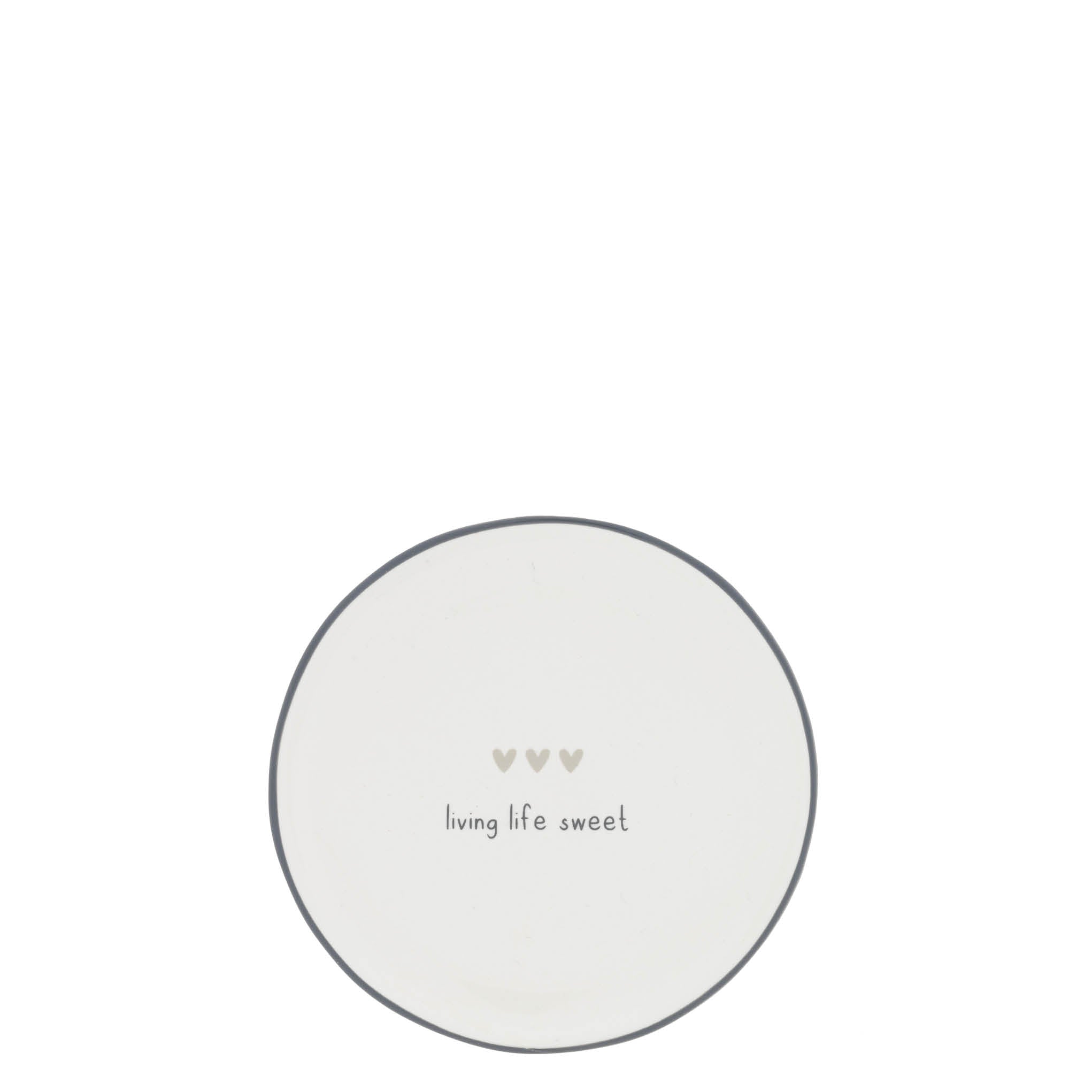 Teebeutel Teller "Living life sweet" beige 9cm - Bastion Collections