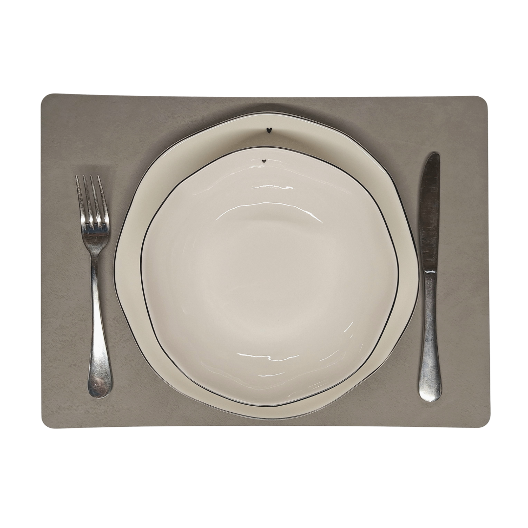 Ledertischset Milan grau - Sander