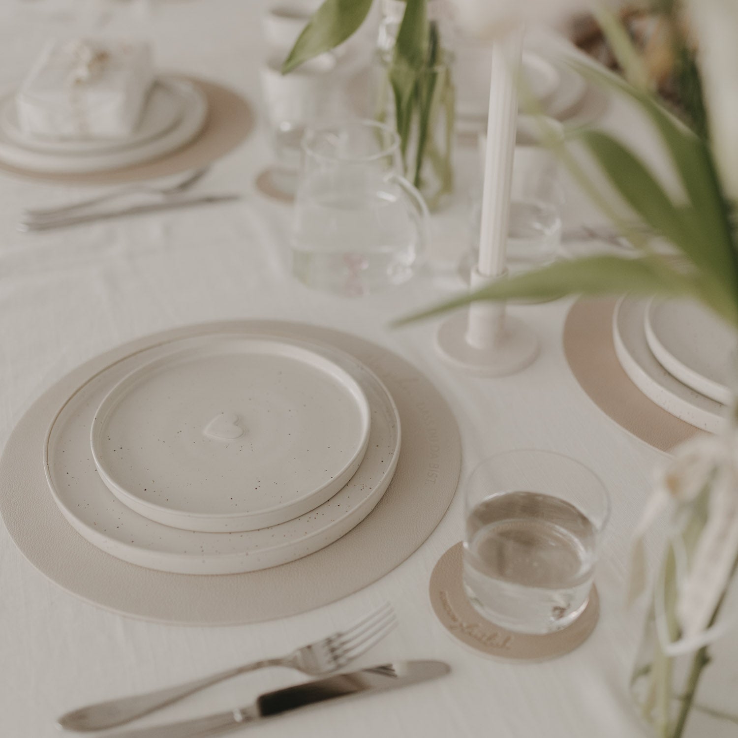 Set de table "Wie schön, dass du da bist" crème - Eulenschnitt
