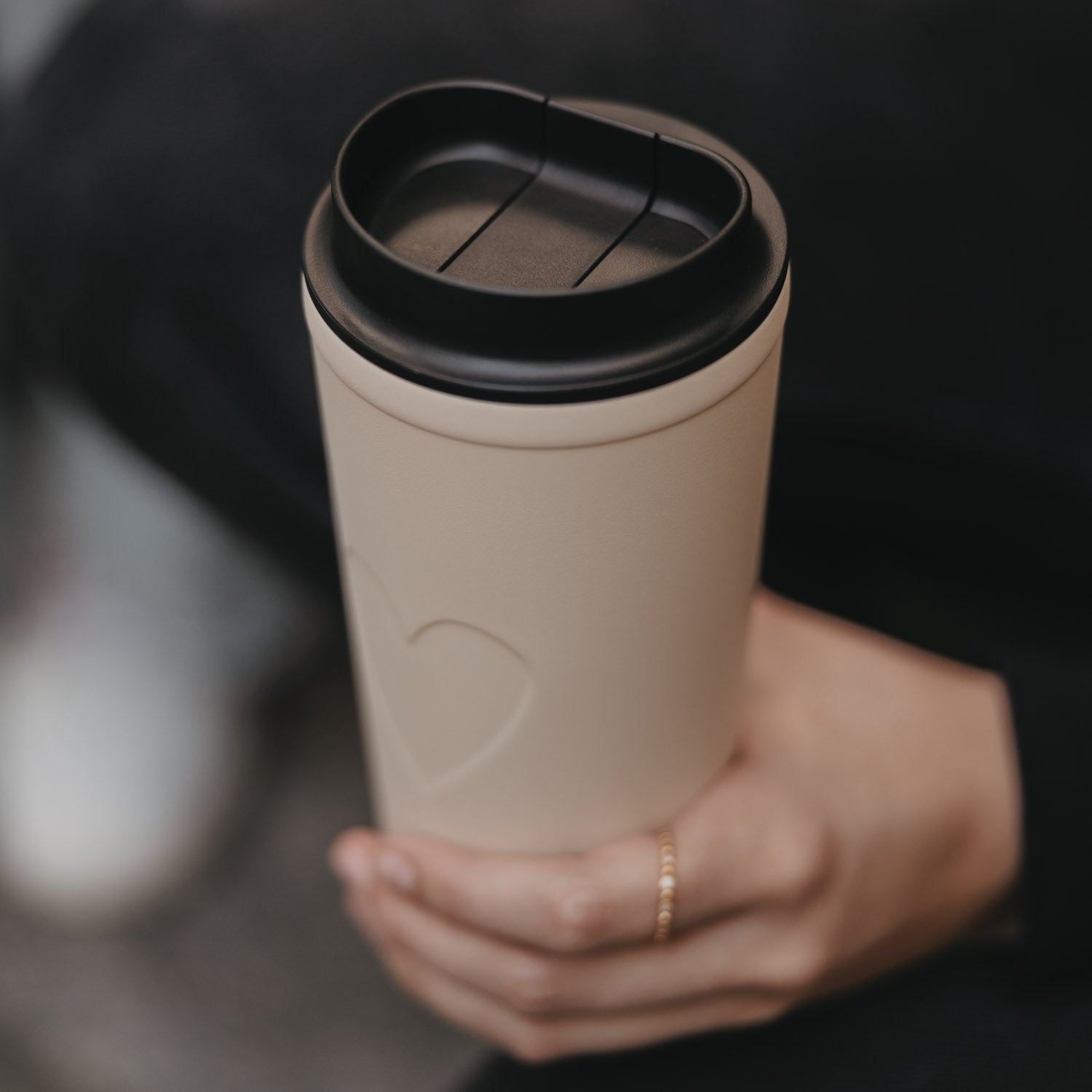 To go Becher Herz creme - Eulenschnitt