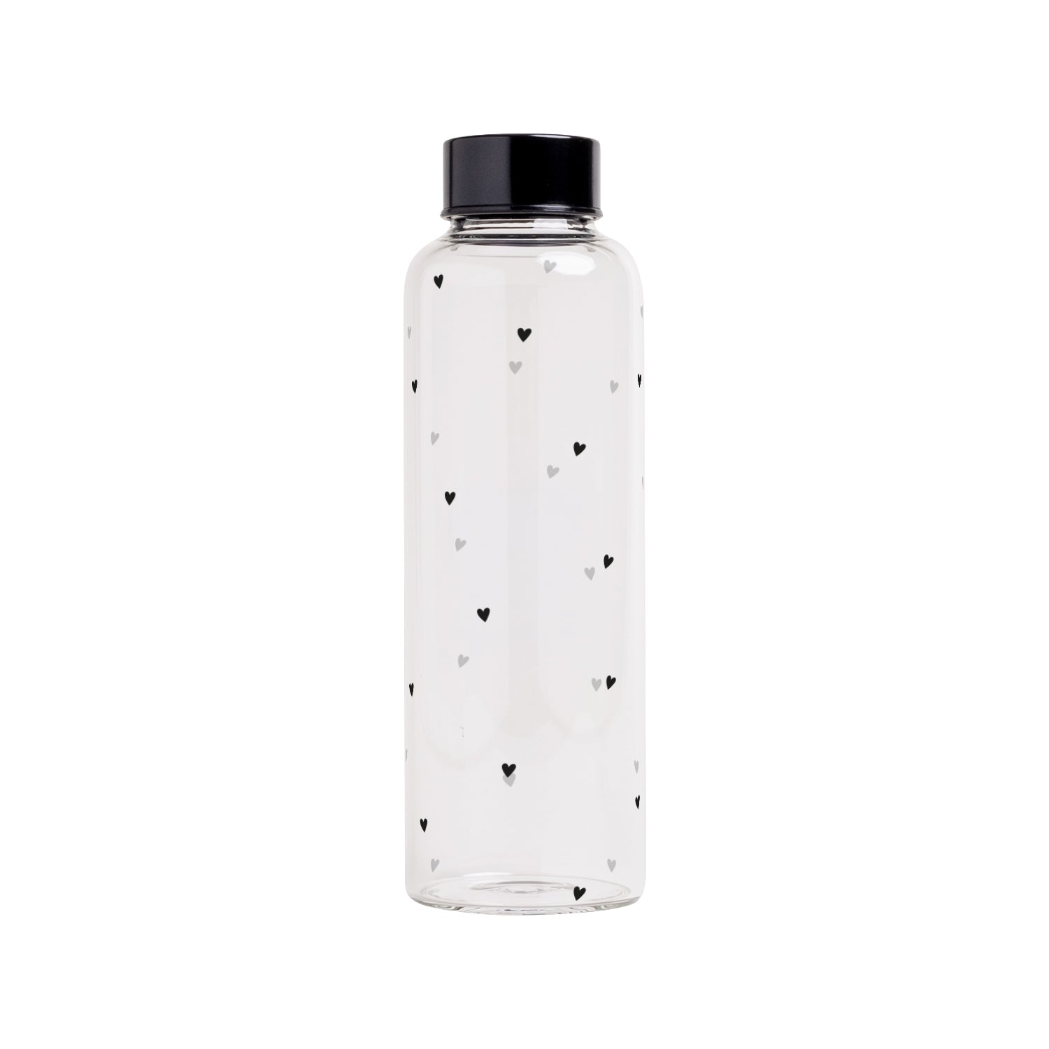 Trinkflasche Herzen 500ml schwarz - Eulenschnitt