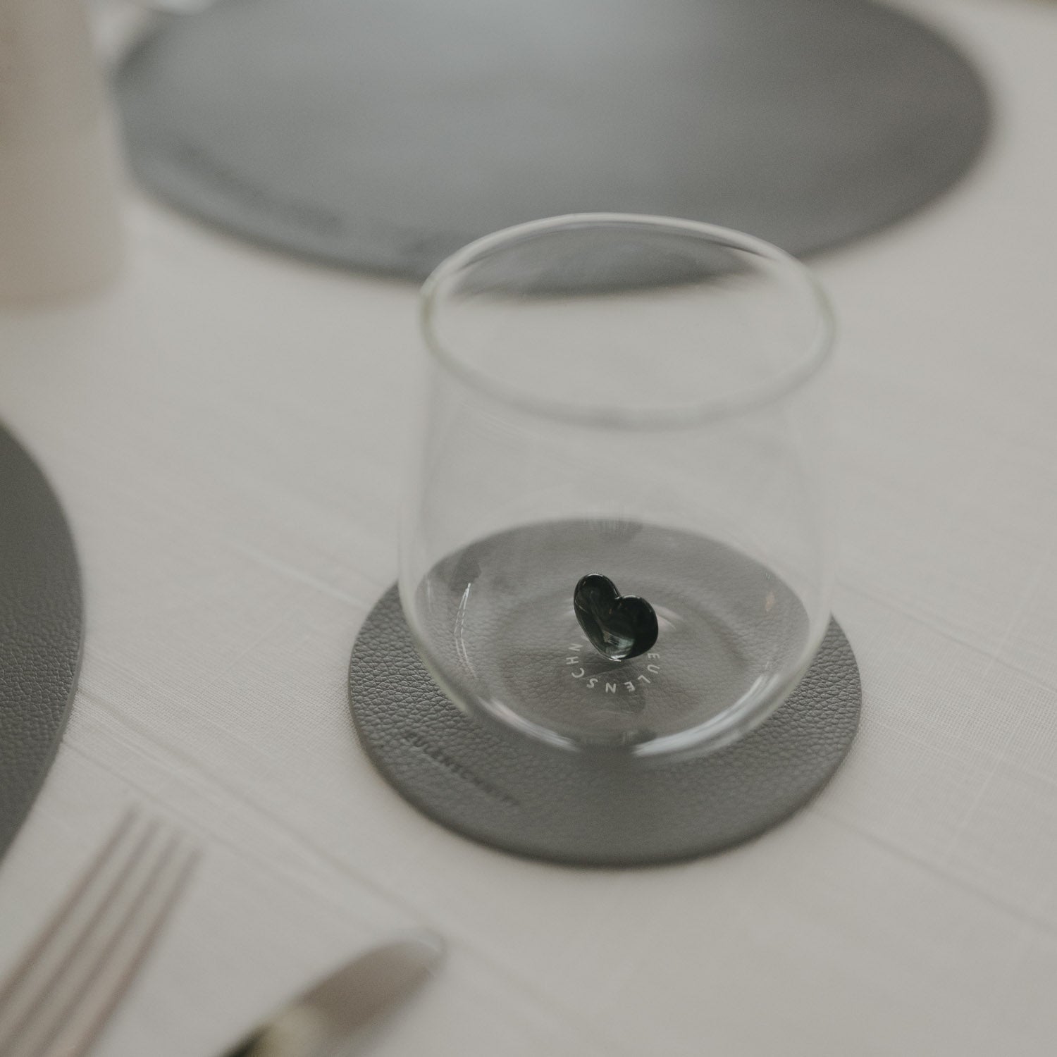 Coaster "Das Leben ist schön" set of 2 anthracite/grey - Eulenschnitt