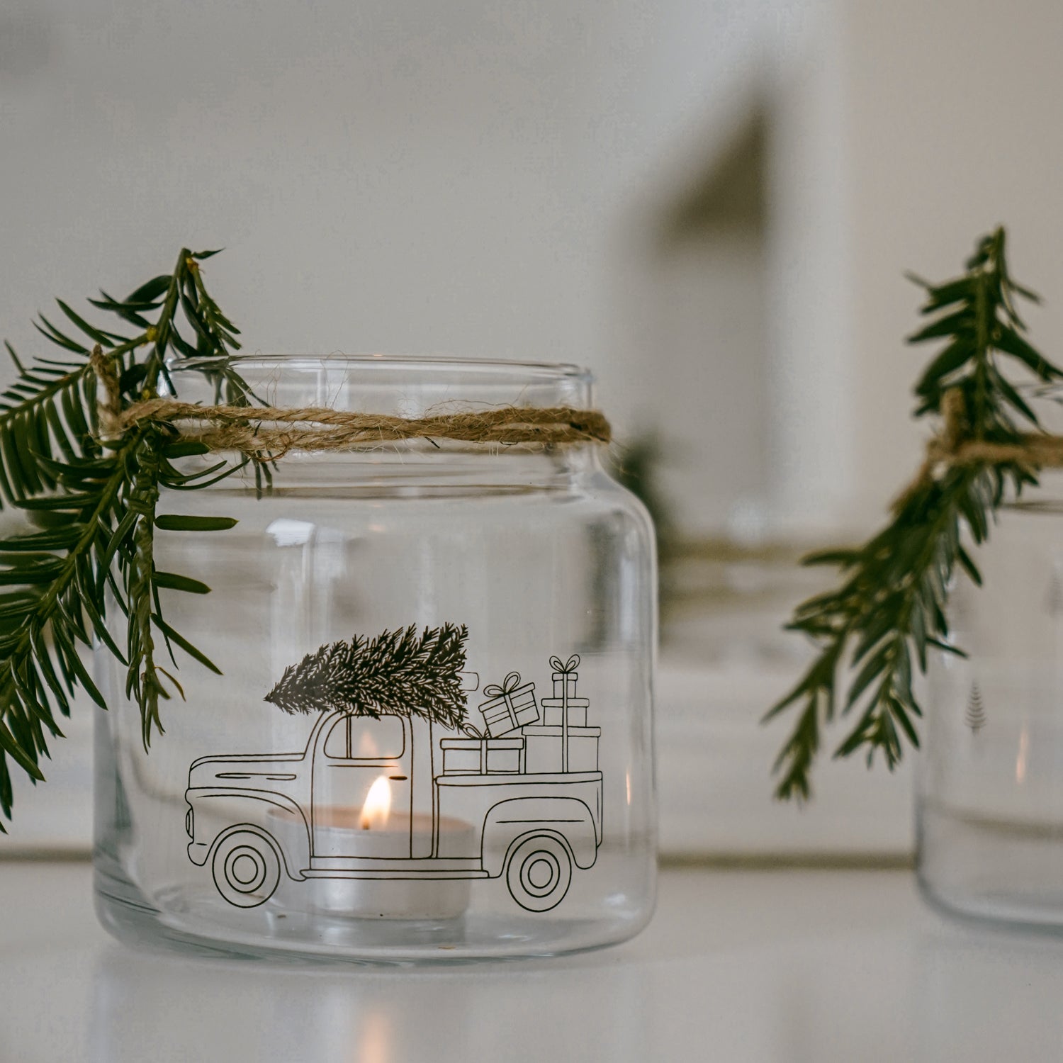 Vase aus Glas Weihnachtsauto mittel schwarz - Eulenschnitt