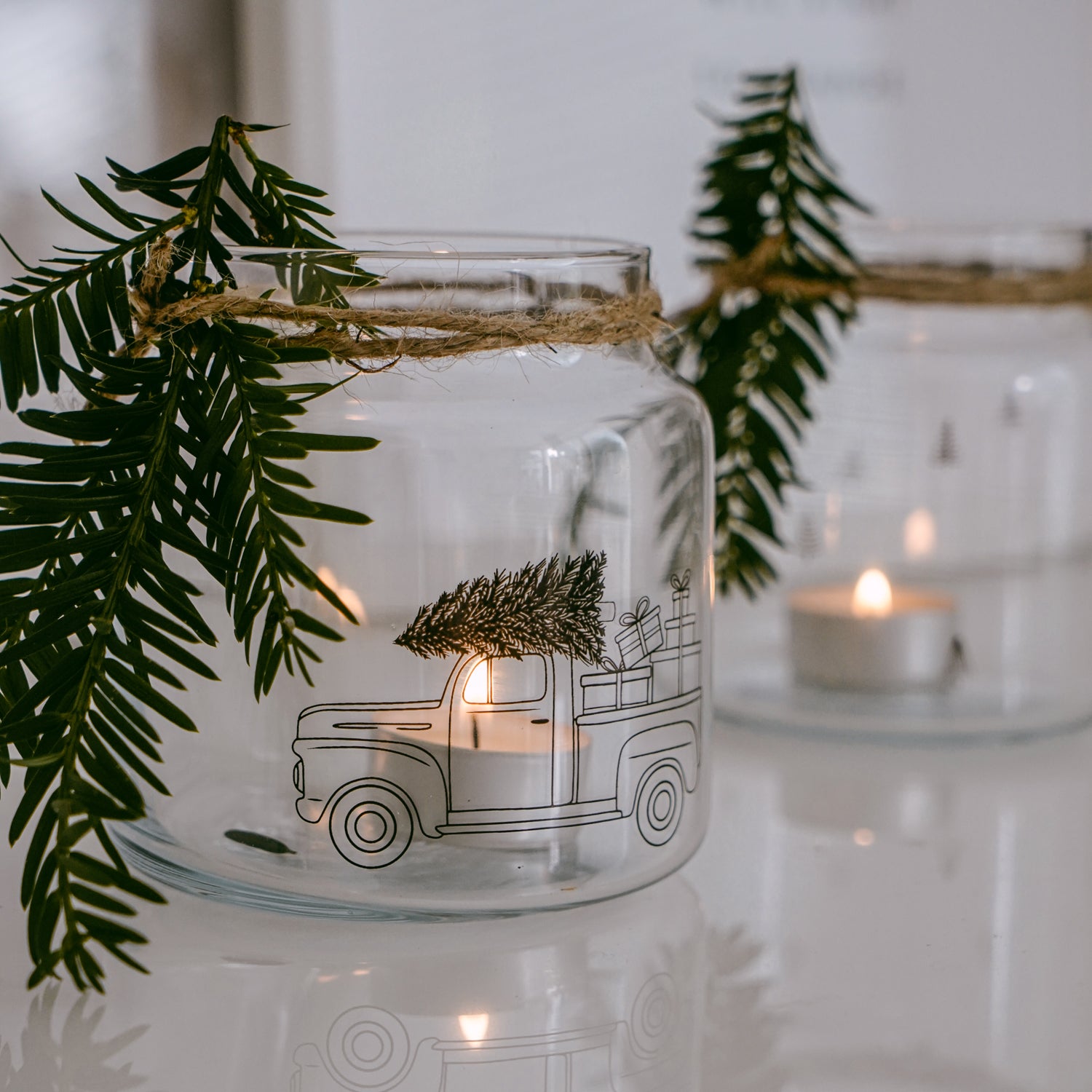 Vase aus Glas Weihnachtsauto mittel schwarz - Eulenschnitt