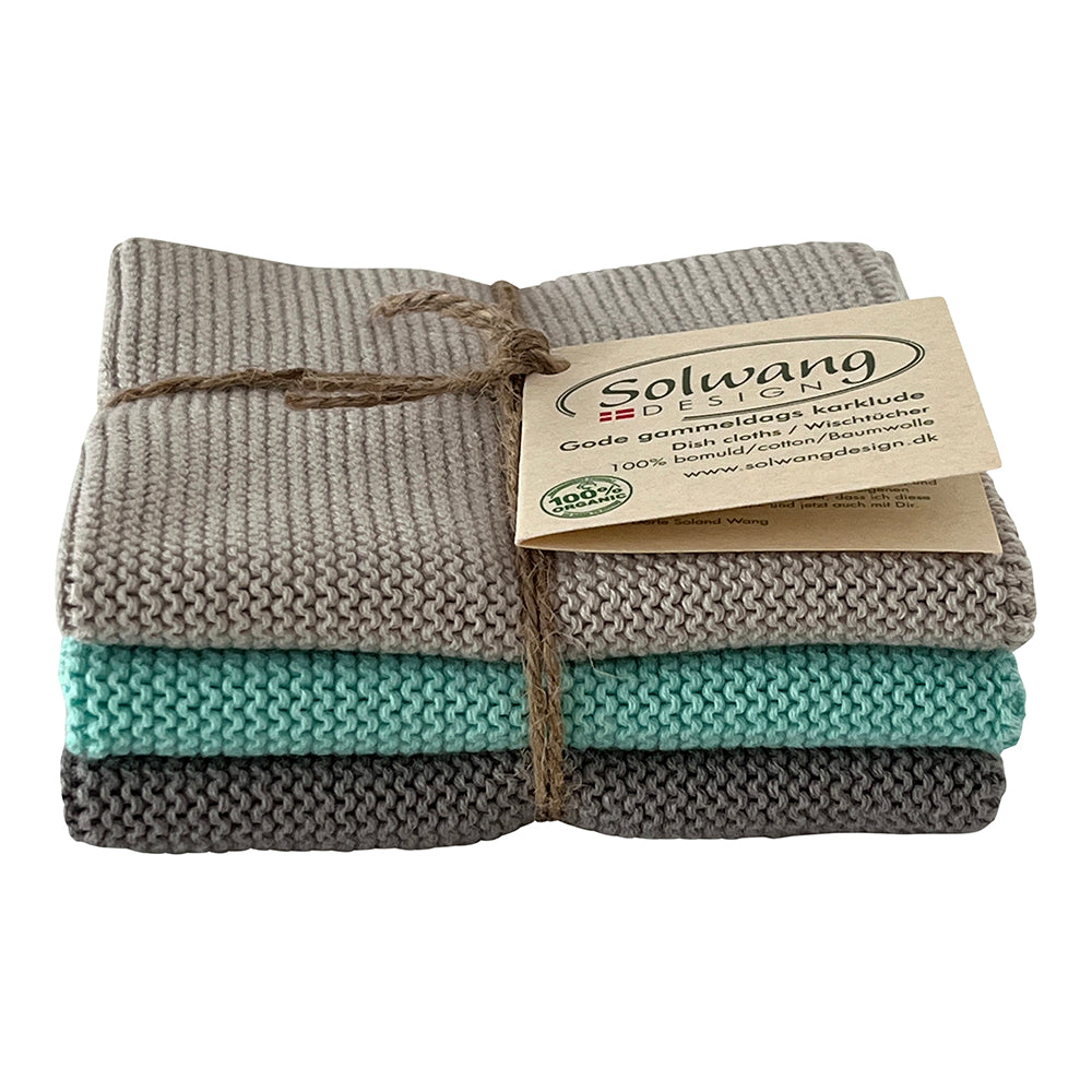 Wischtücher Grau/Aqua Kombi 3er Set - Solwang Design
