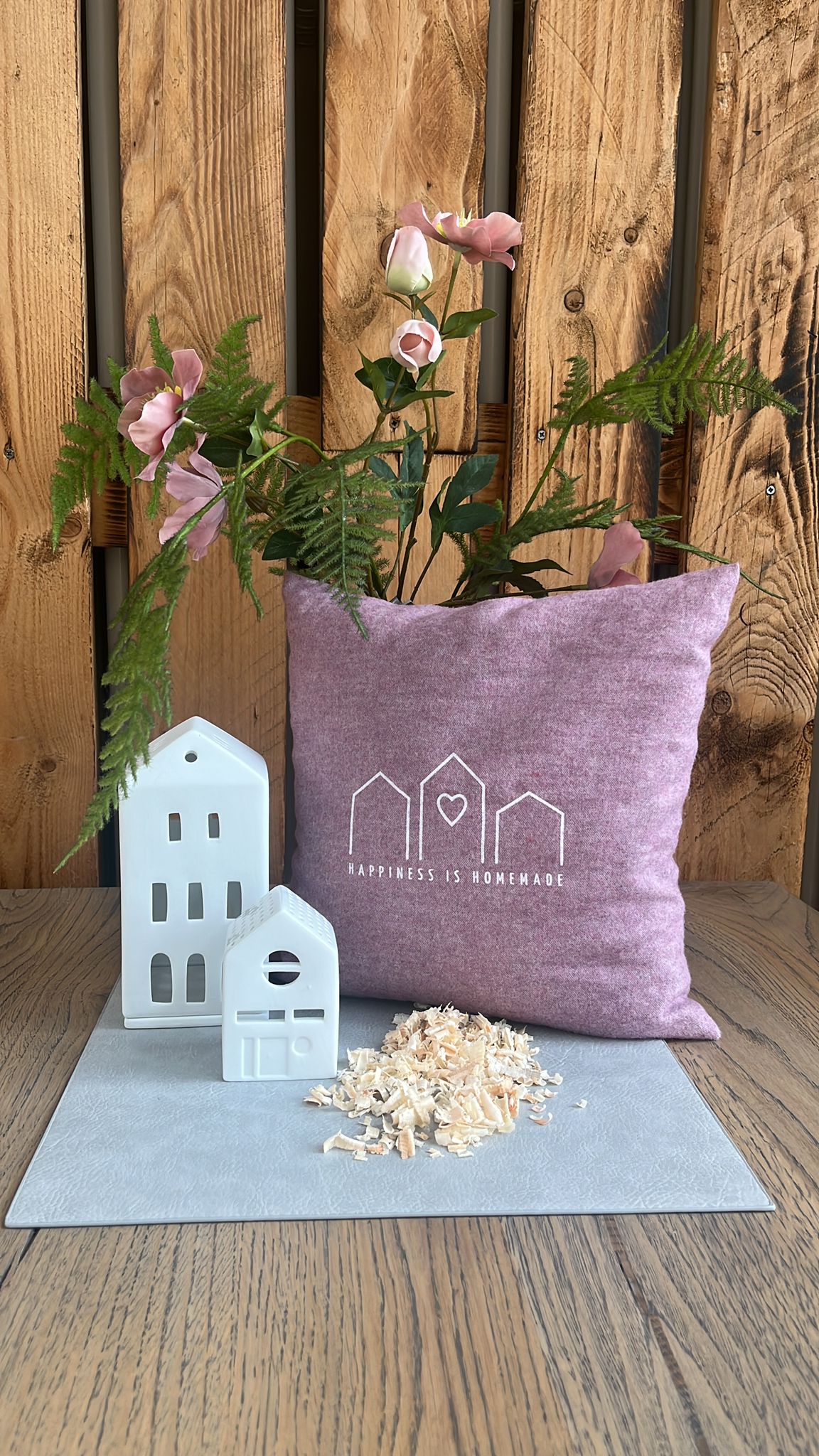 Zirbenkissen "Happiness is Homemade" 30x30cm brombeer - herbalind