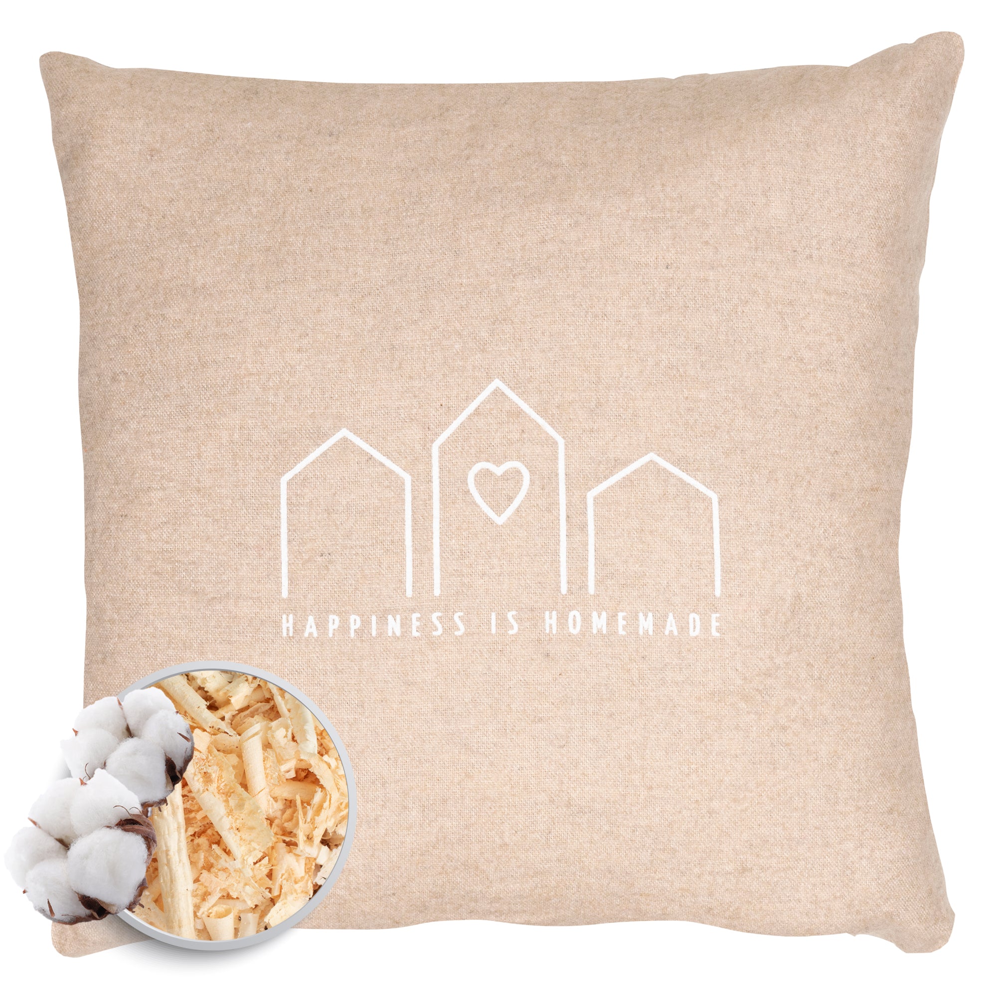Zirbenkissen "Happiness is Homemade" 30x30cm sand - herbalind