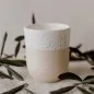 Preview: Stoneware mug "ERSTMAL KAFFEE" – handmade - Eulenschnitt - Article Picture 1