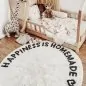 Preview: Teppich "HAPPINESS IS HOMEMADE" rund 140cm - waschbar - Eulenschnitt Artikelbild 4